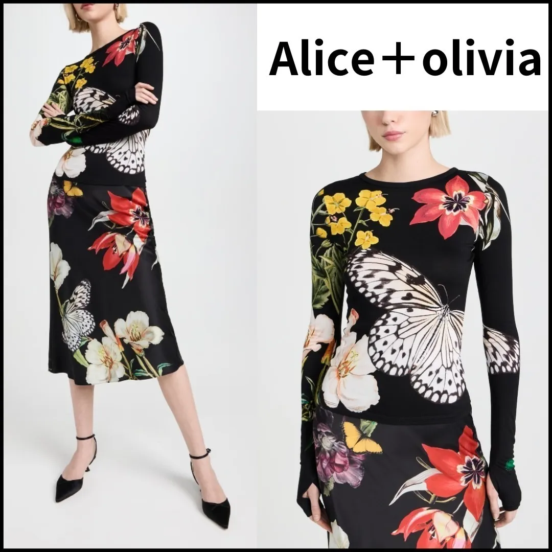 Alice+Olivia  |Flower Patterns Casual Style Long Sleeves Office Style