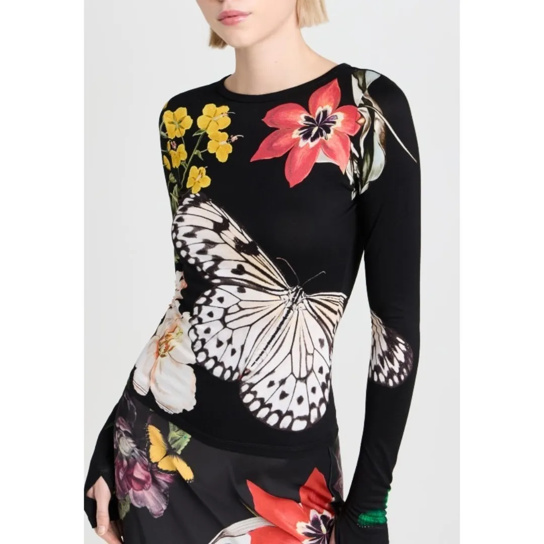 Alice+Olivia  |Flower Patterns Casual Style Long Sleeves Office Style