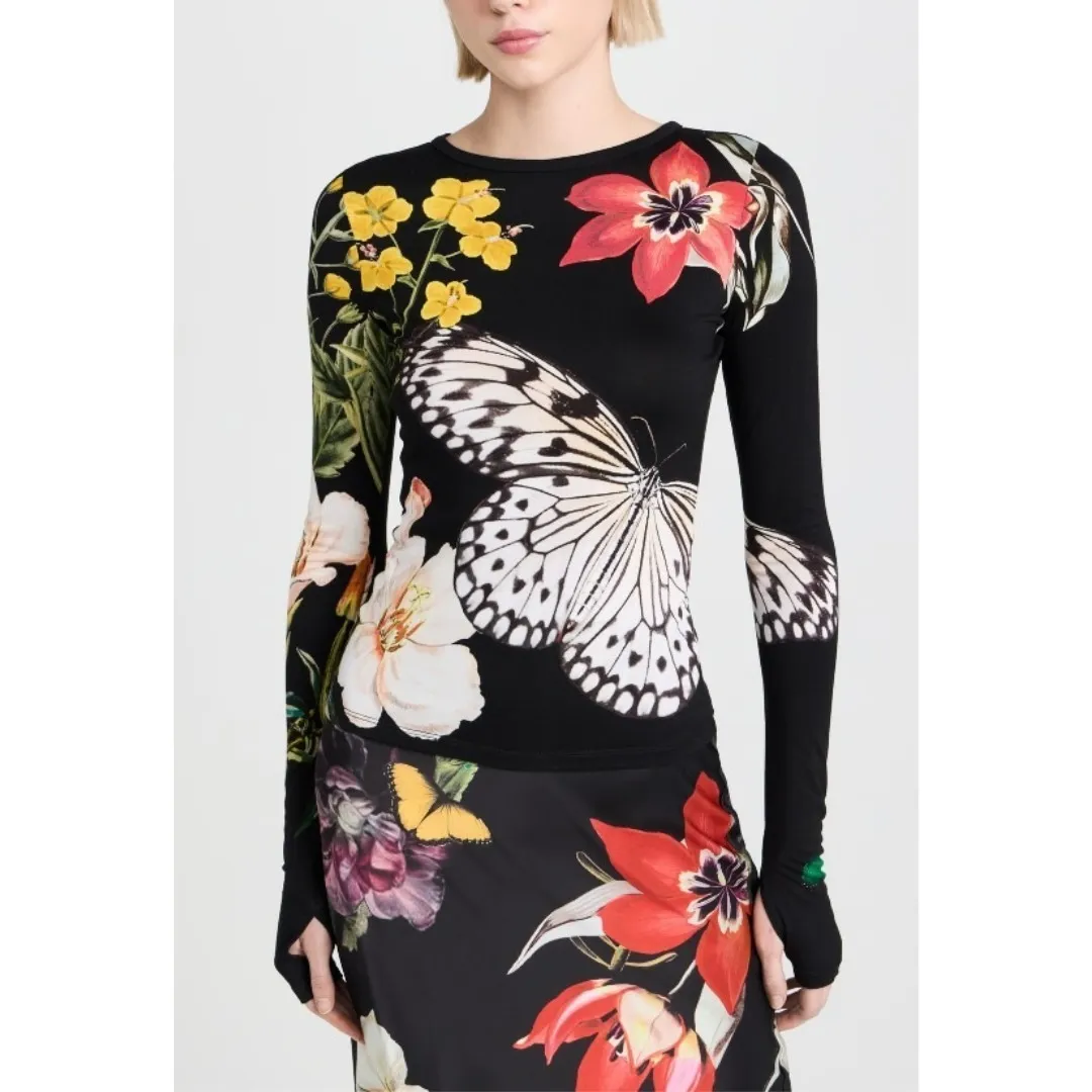 Alice+Olivia  |Flower Patterns Casual Style Long Sleeves Office Style