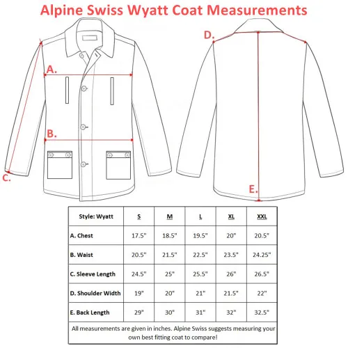 Alpine Swiss Wyatt Mens Classic Barn Coat