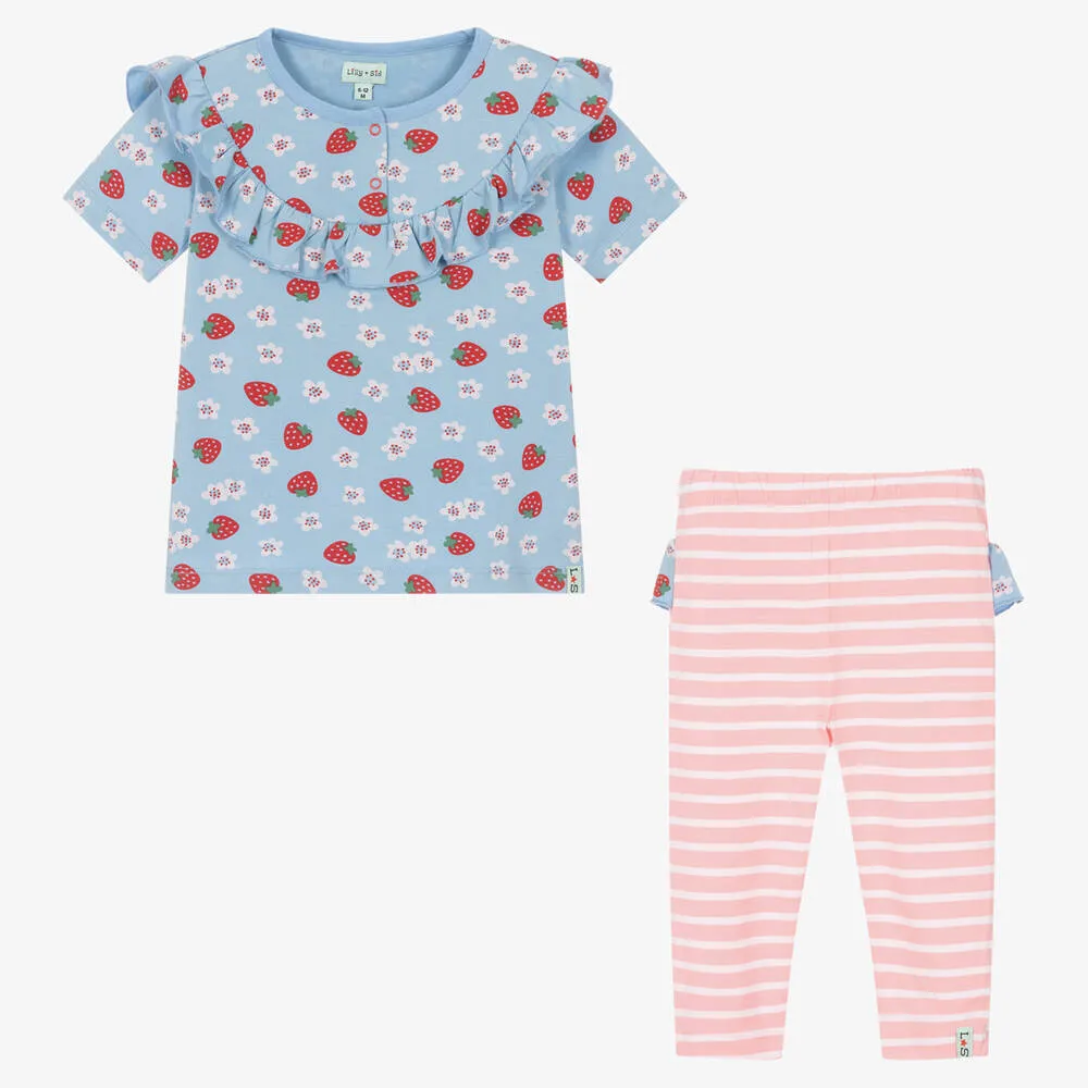 Baby Girls Blue Cotton Leggings Set