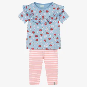 Baby Girls Blue Cotton Leggings Set