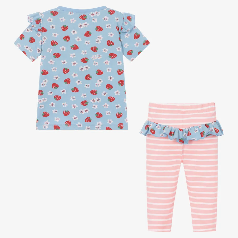 Baby Girls Blue Cotton Leggings Set