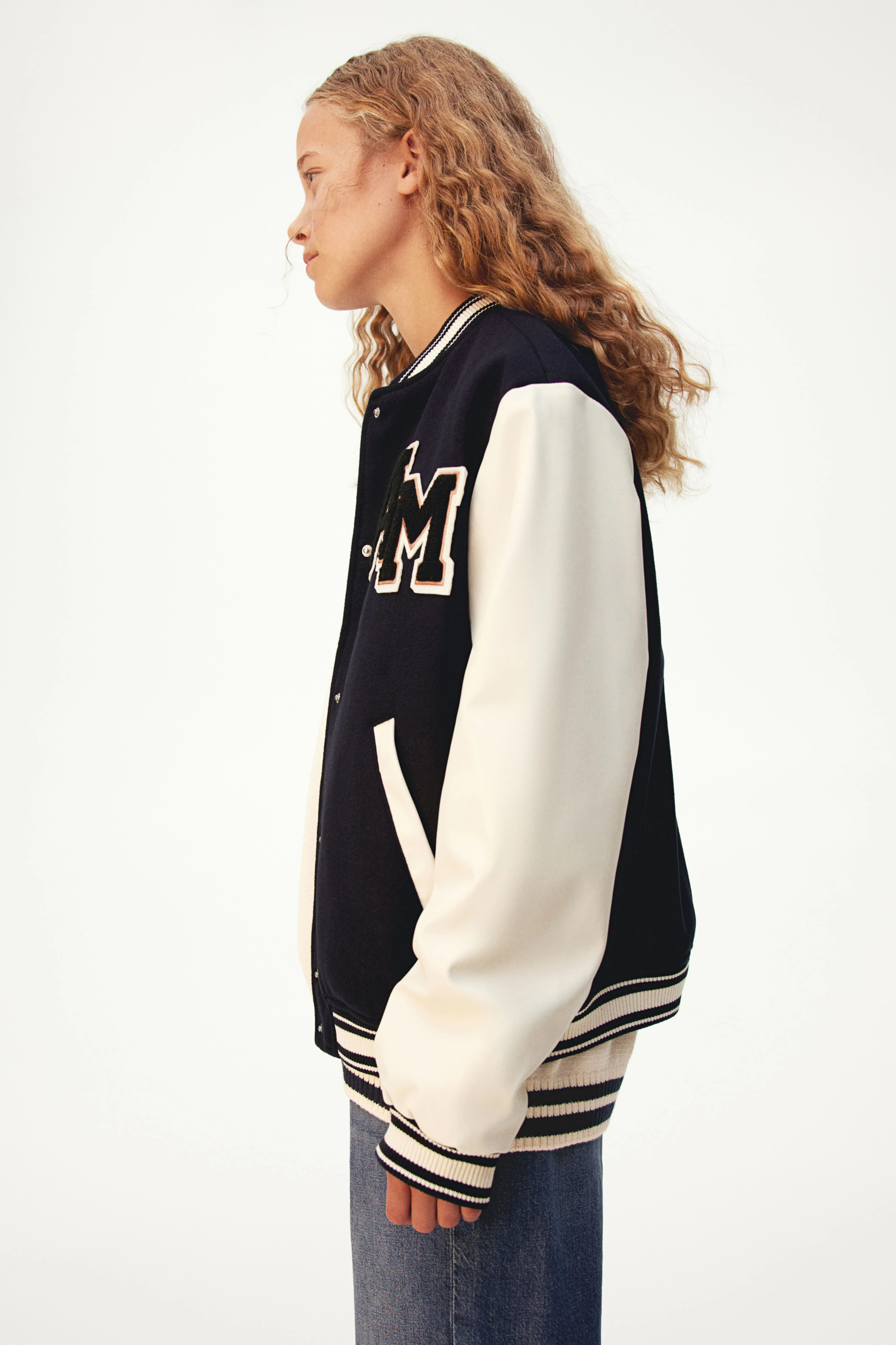 Baseball jacket - Long sleeve - Regular length - Blue/Block-coloured - Kids | H&M GB