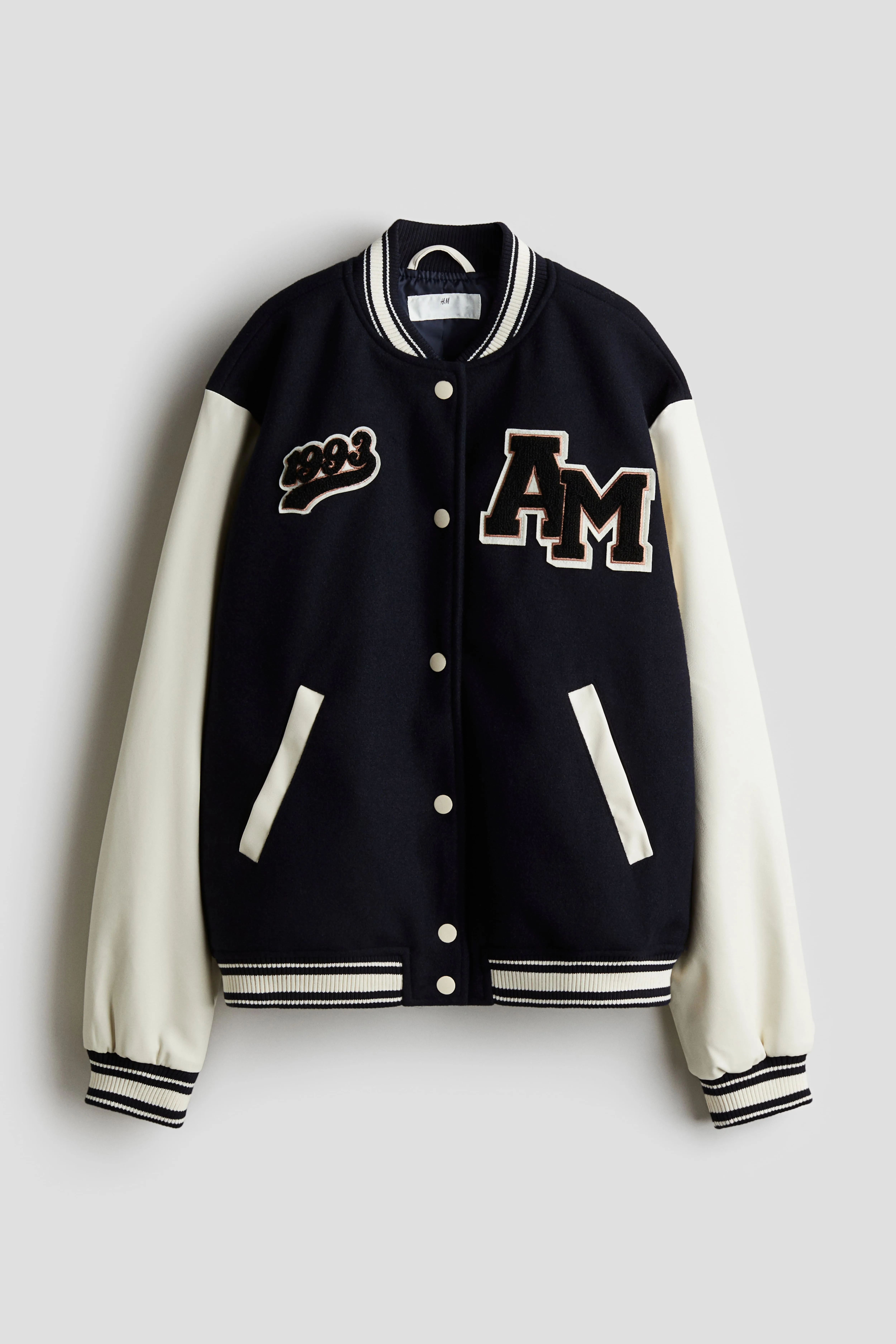 Baseball jacket - Long sleeve - Regular length - Blue/Block-coloured - Kids | H&M GB