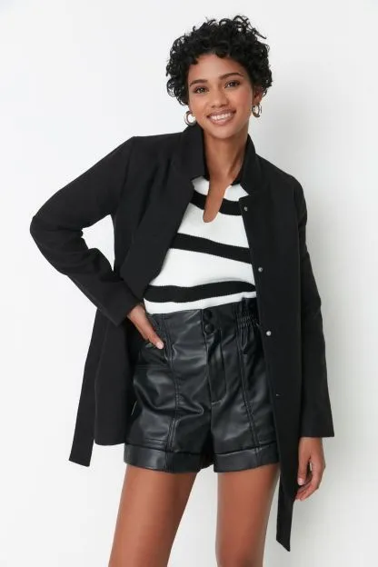 Belted Woolen Short Coat