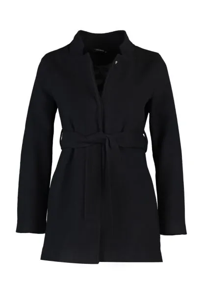 Belted Woolen Short Coat