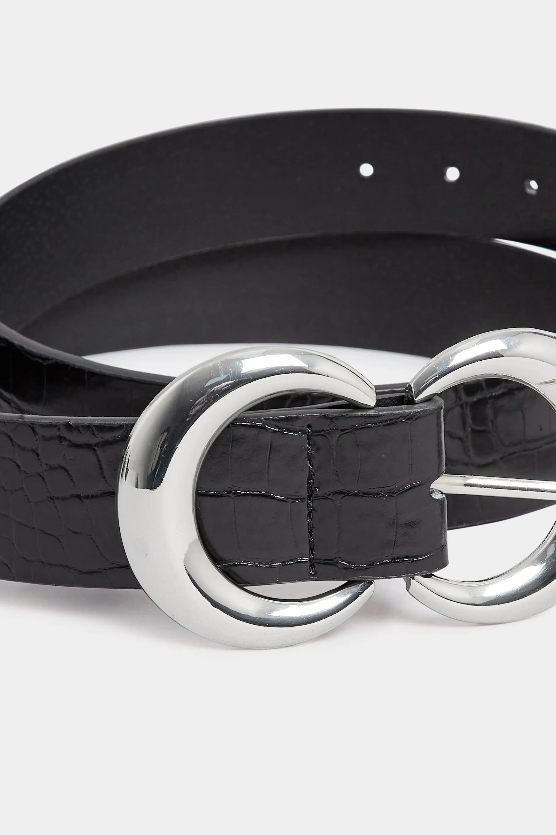 Black Croc Double Hoop Belt