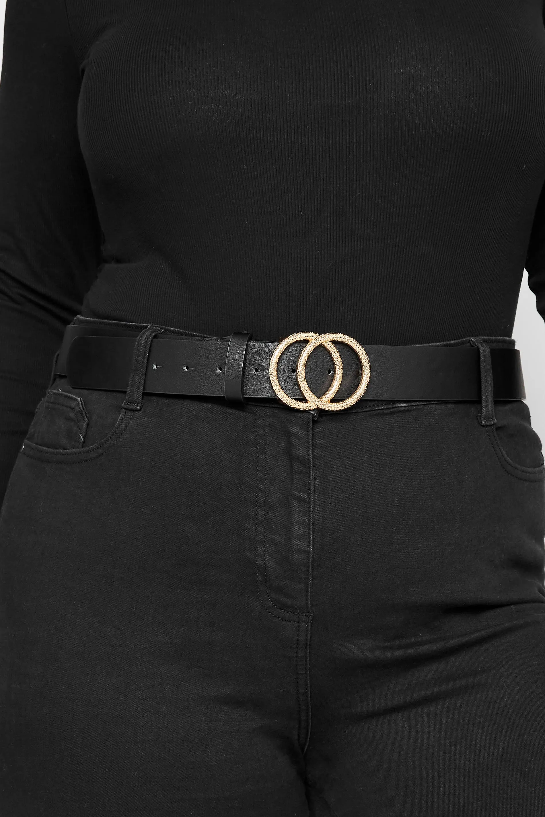 Black Double Circle Textured Belt