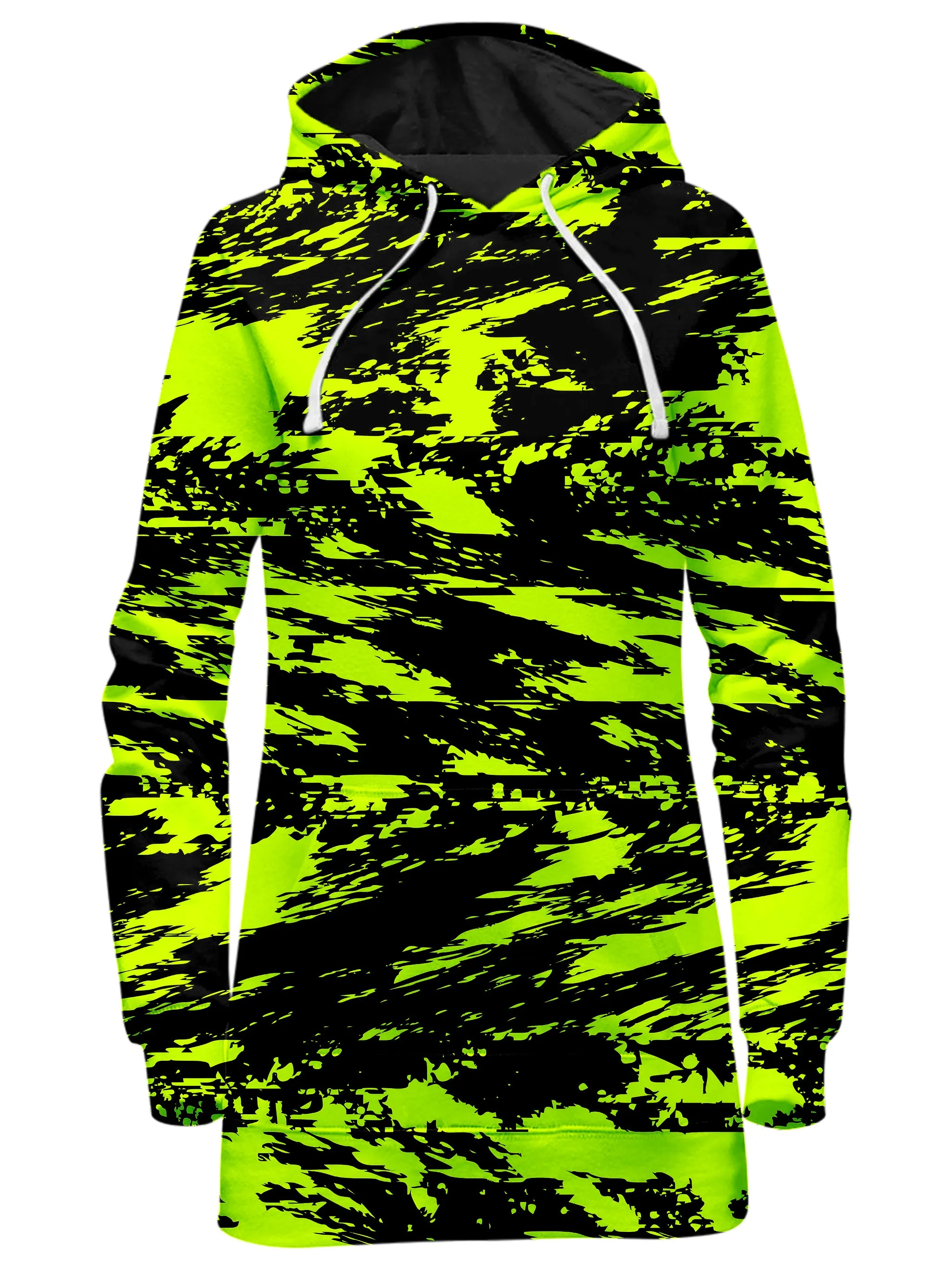 Black Lime Bolt Glitch Hoodie Dress and Leggings Combo