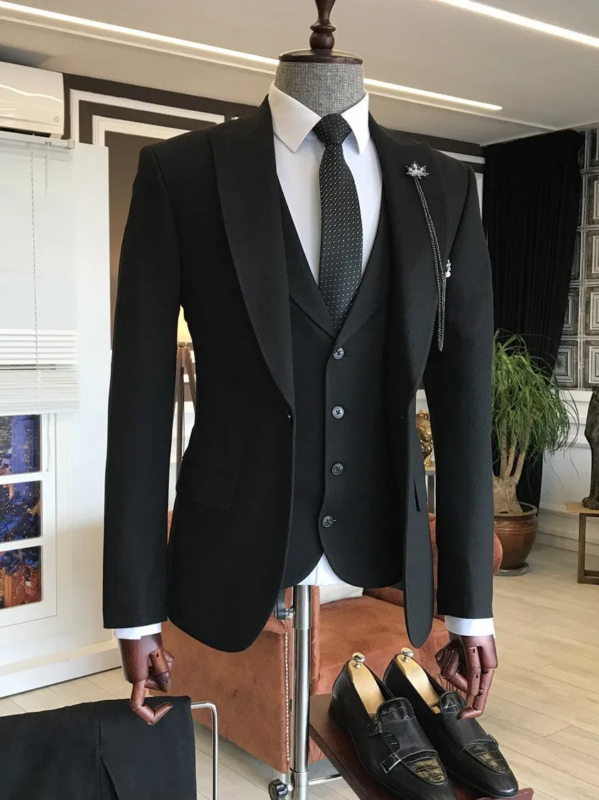 Bojoni Black Slim-Fit Suit 3-Piece