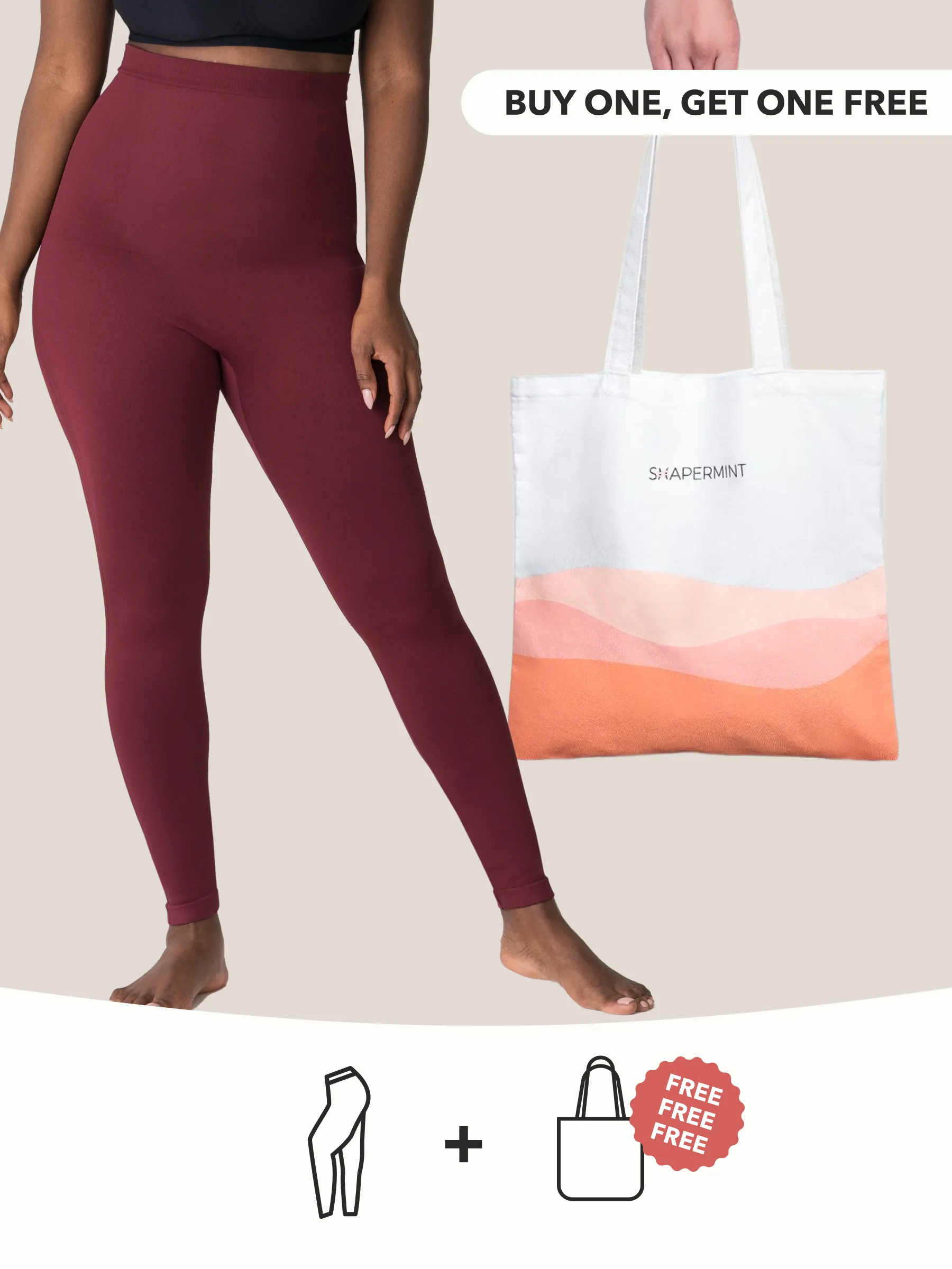 Buy 1, Get 1 FREE: 1 High-Waisted Shaping Leggings + 1 FREE Grab-And-Go Totebag