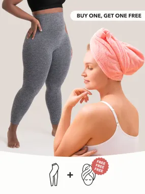 Buy 1, Get 1 FREE: 1 High-Waisted Shaping Leggings + 1 FREE Hair Wrap Towel