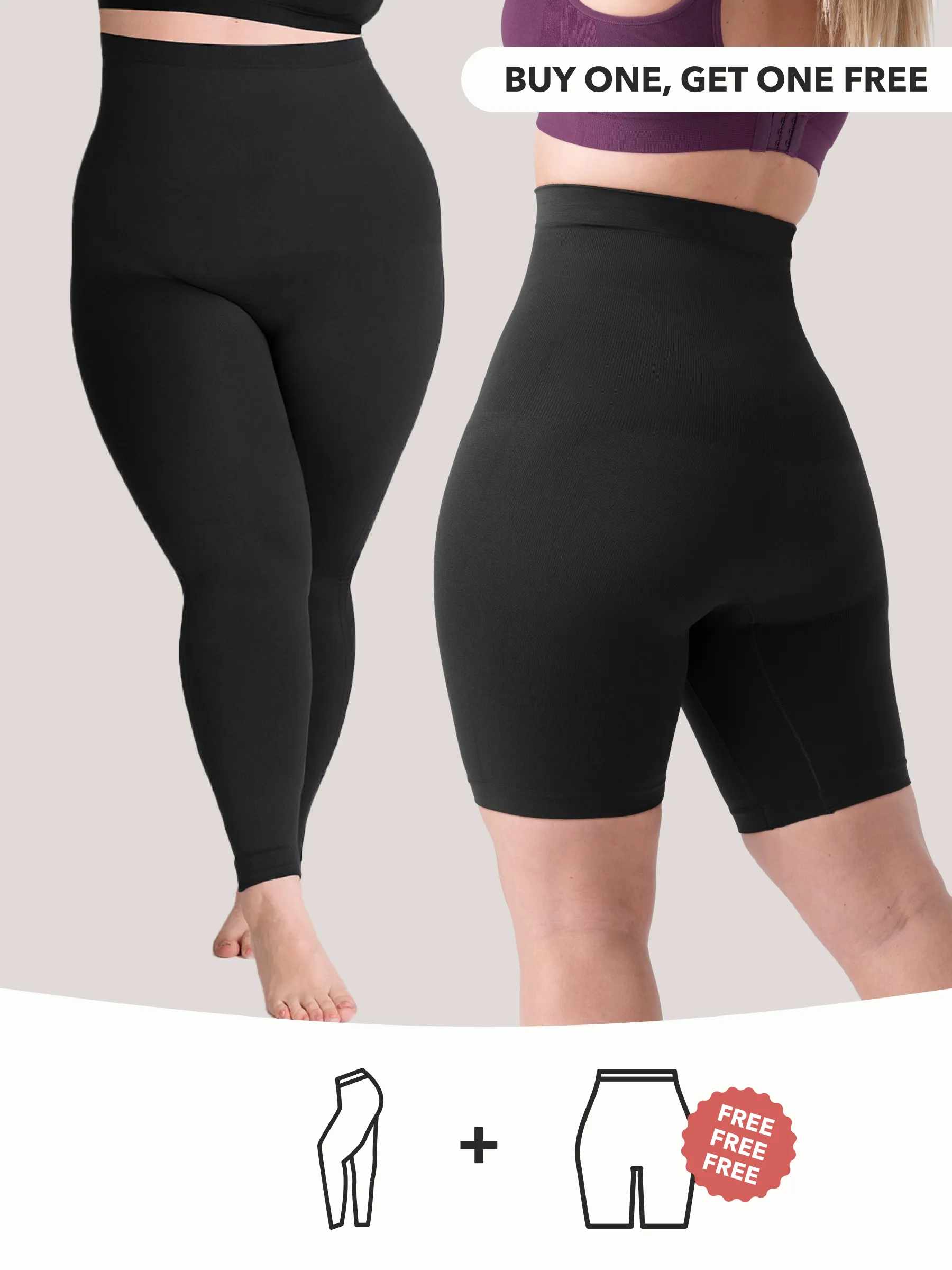 Buy 1, Get 1 FREE: 1 High-Waisted Shaping Leggings + 1 FREE High-Waisted Shaper Shorts