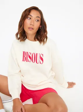 Buy Cream Bisous Graphic Print Oversized Sweatshirt XXL | Hoodies and sweatshirts | Tu