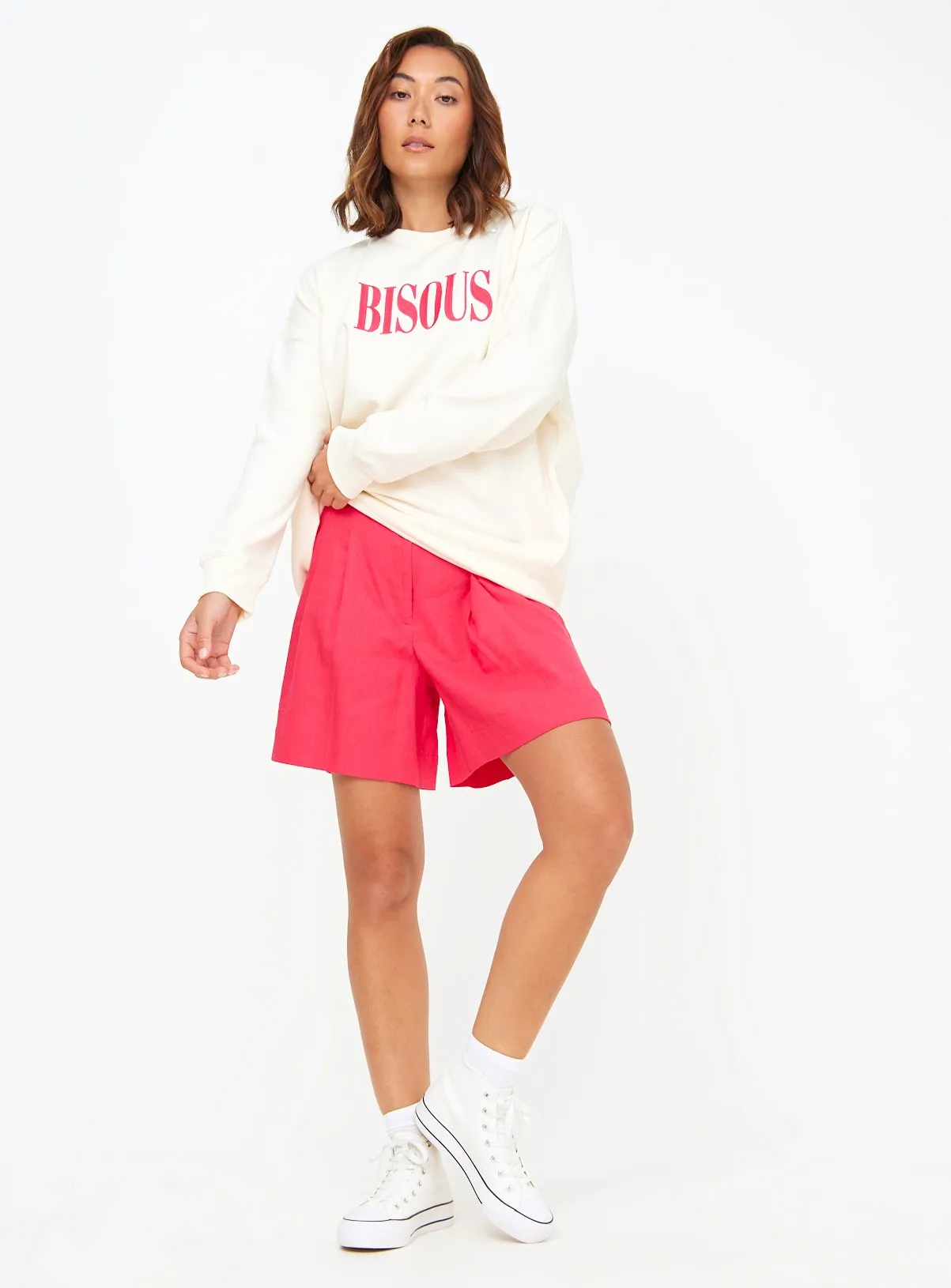 Buy Cream Bisous Graphic Print Oversized Sweatshirt XXL | Hoodies and sweatshirts | Tu