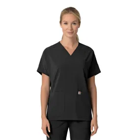 Carhartt Force Cross-Flex Women's Oversized V-Neck Scrub Top - Black