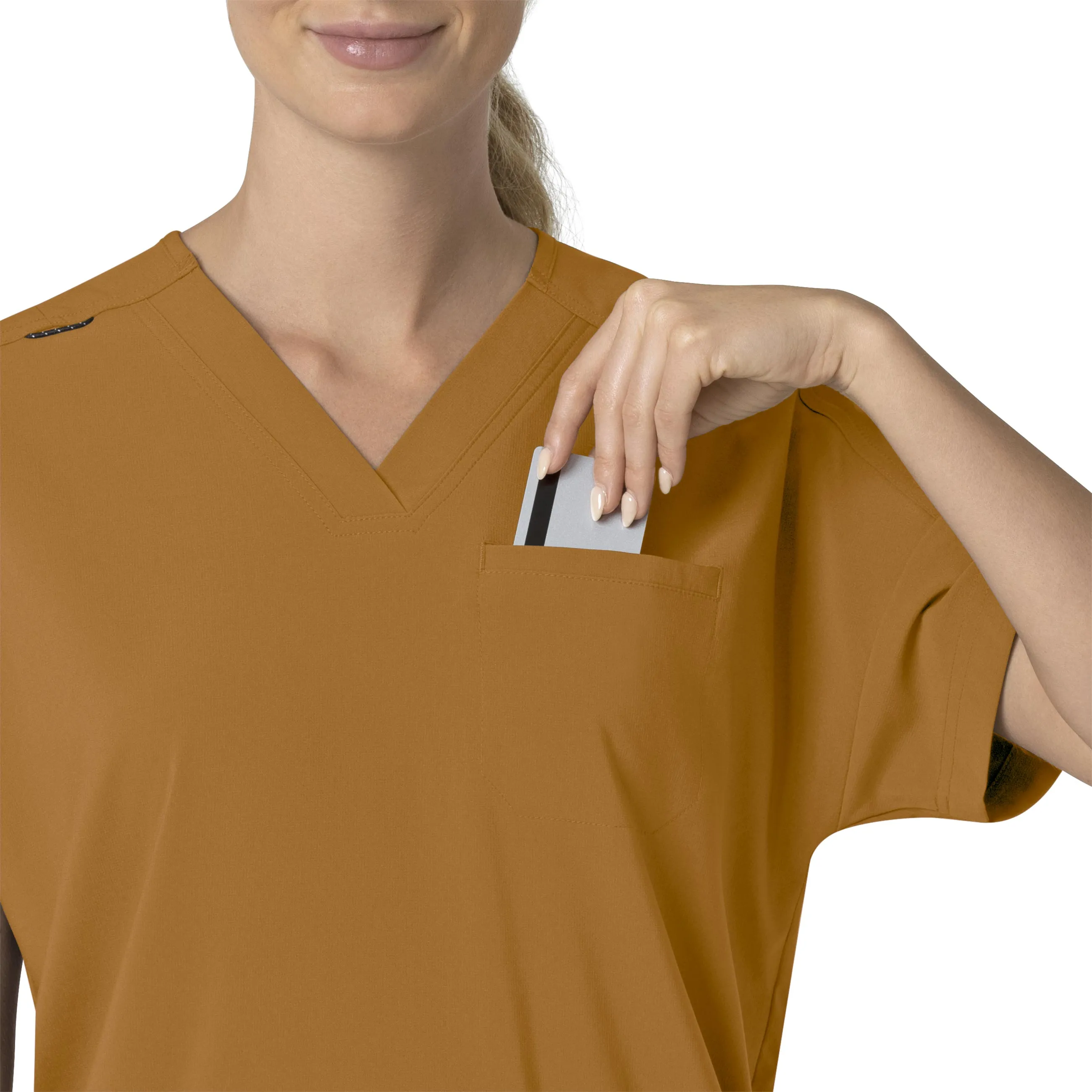 Carhartt Force Cross-Flex Women's Oversized V-Neck Scrub Top - Fox Brown