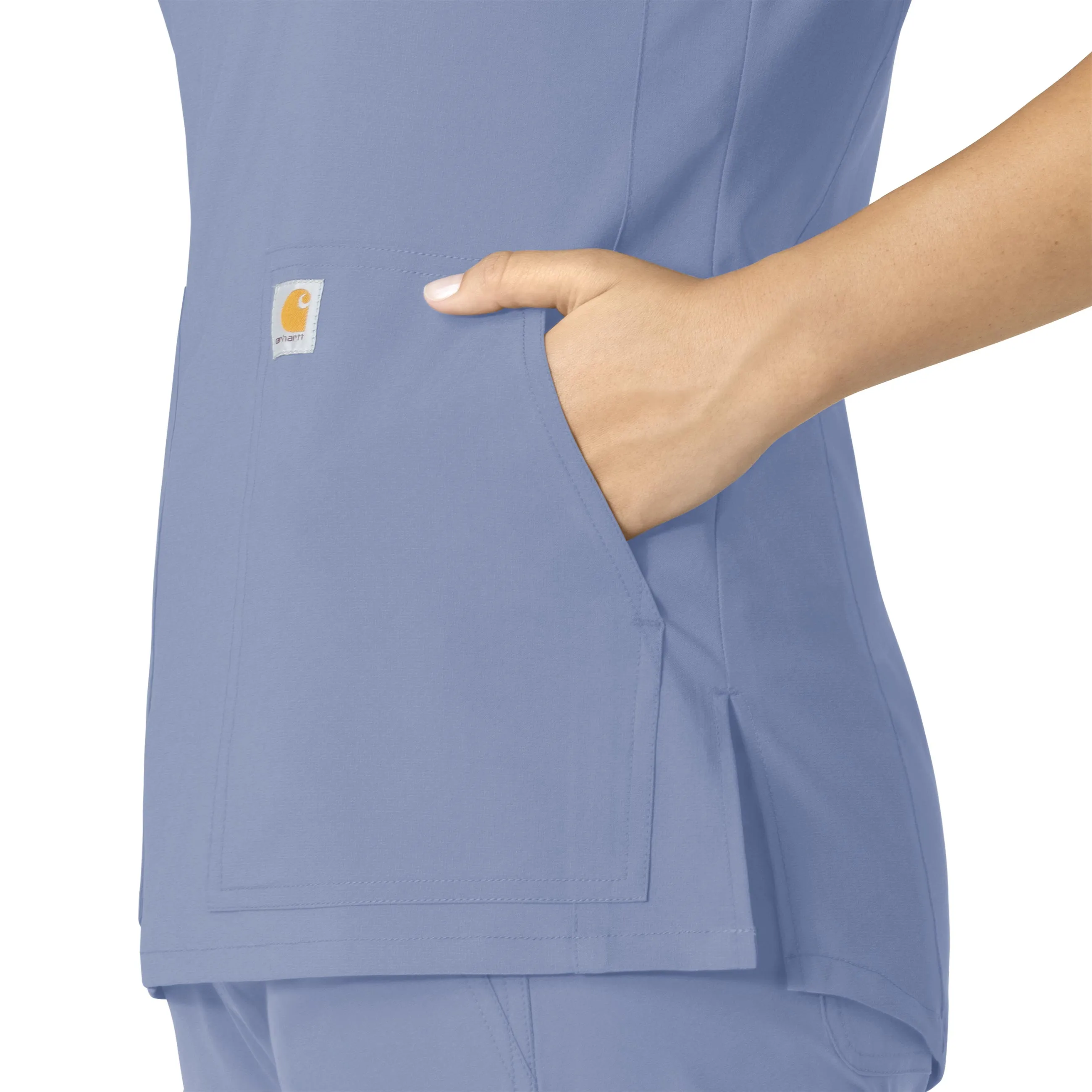 Carhartt Force Essentials Women's Notch Neck Tunic Scrub Top - Ceil Blue