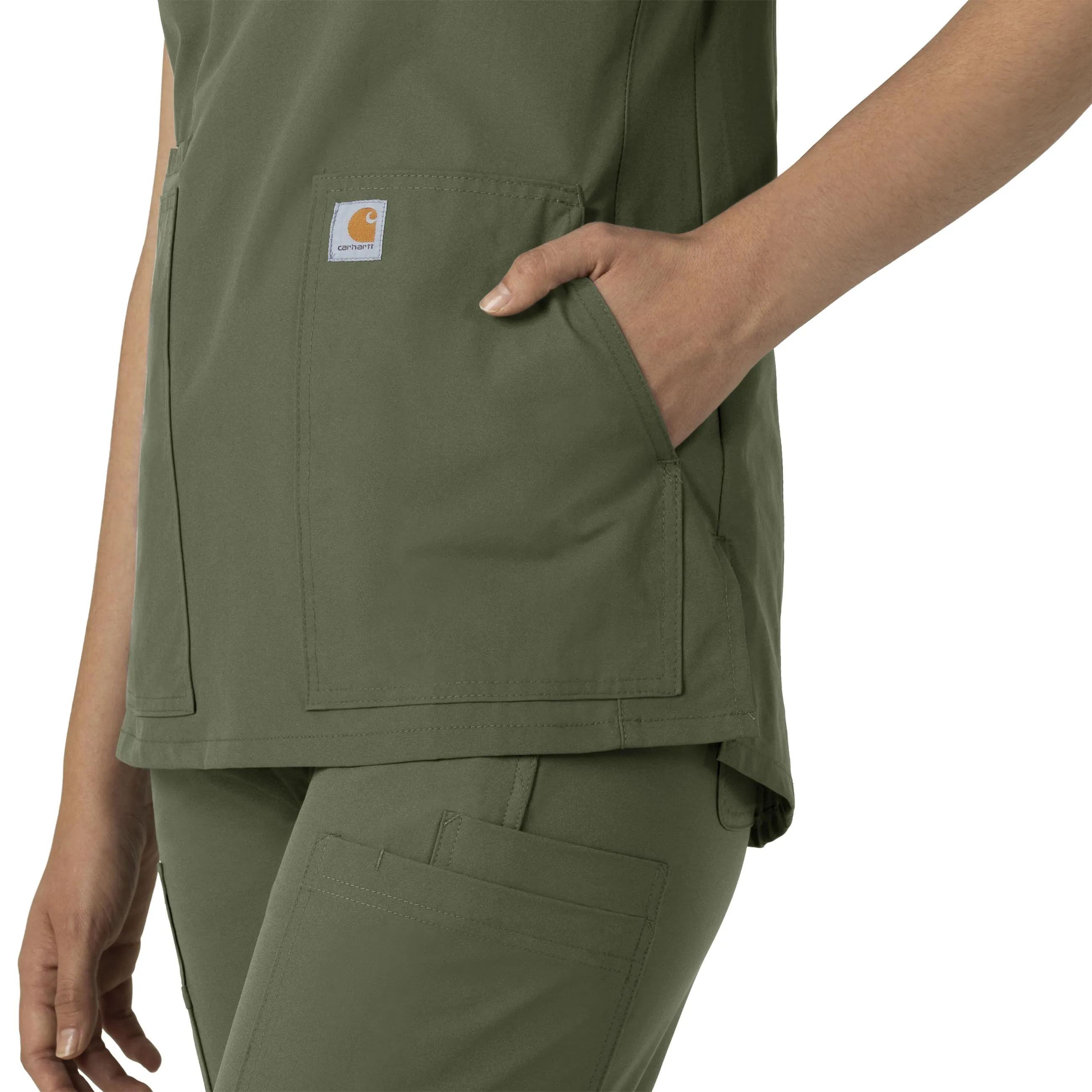 Carhartt Force Essentials Women's Notch Neck Tunic Scrub Top - Olive