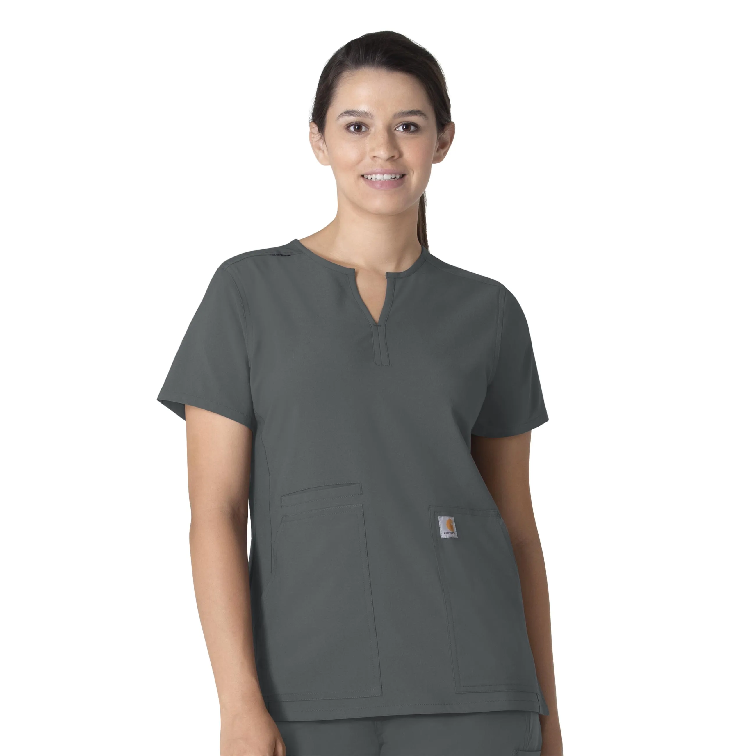 Carhartt Force Essentials Women's Notch Neck Tunic Scrub Top - Pewter