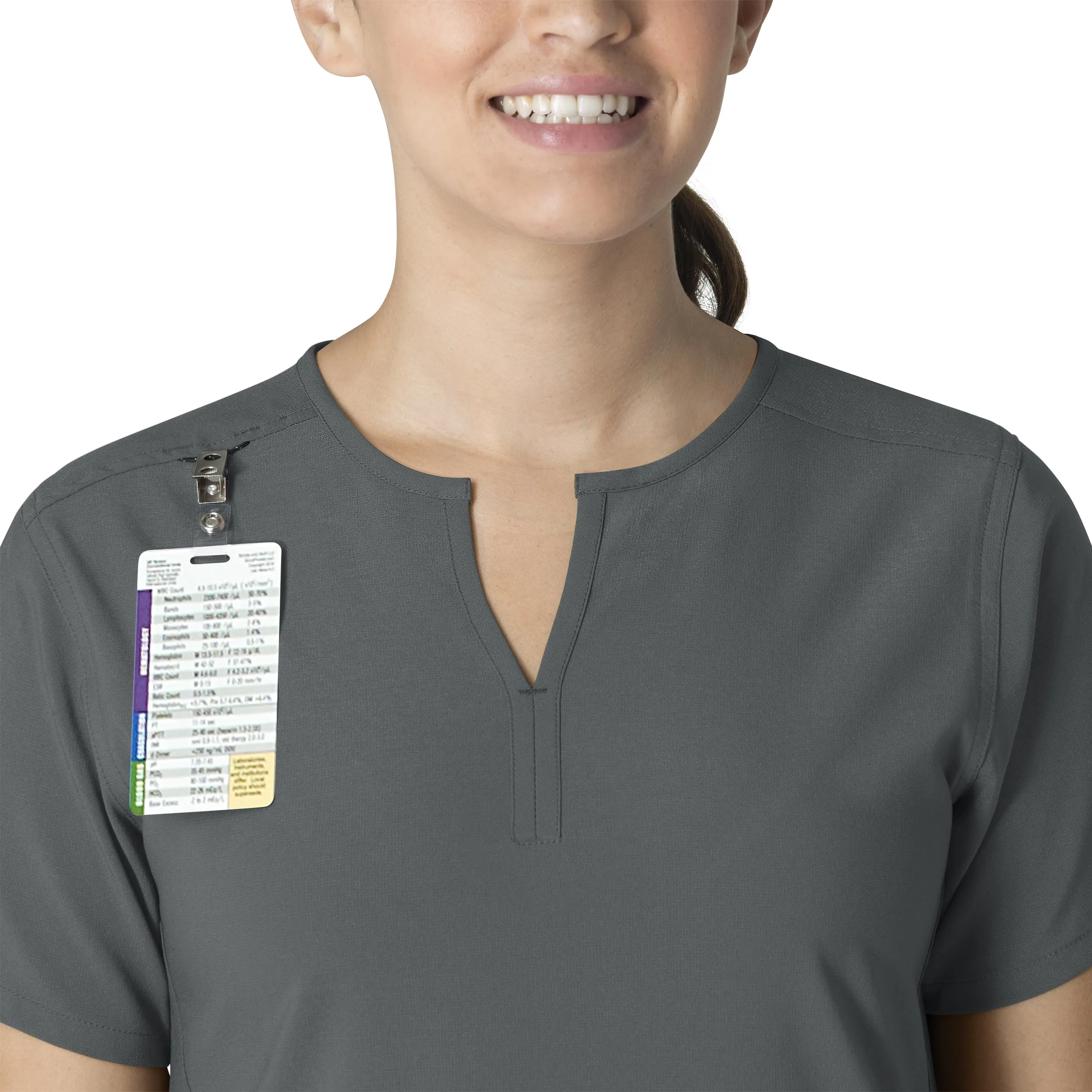 Carhartt Force Essentials Women's Notch Neck Tunic Scrub Top - Pewter