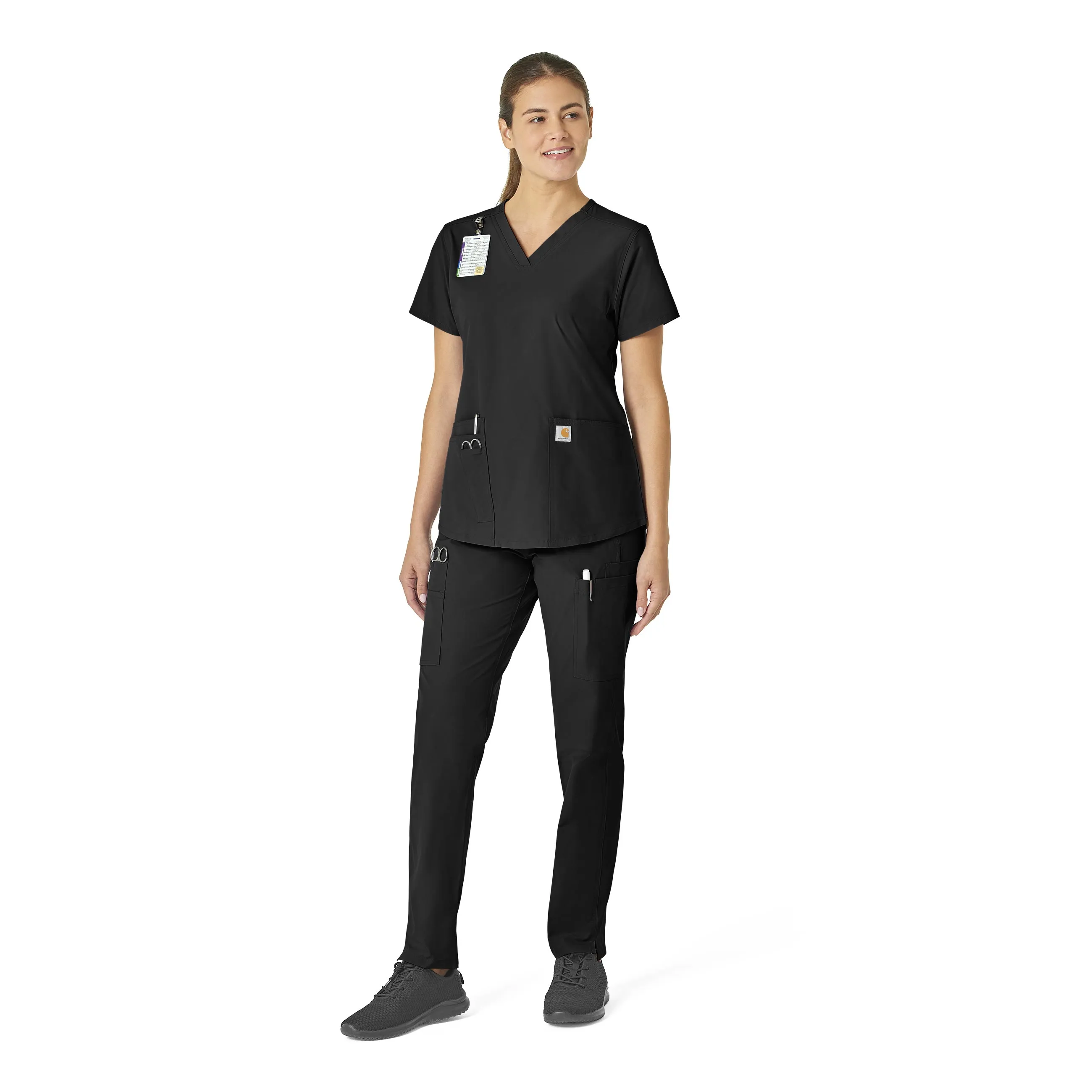 Carhartt Force Essentials Women's V-Neck Scrub Top - Black