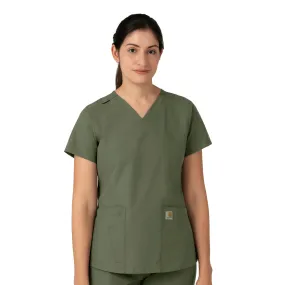 Carhartt Force Essentials Women's V-Neck Scrub Top - Olive