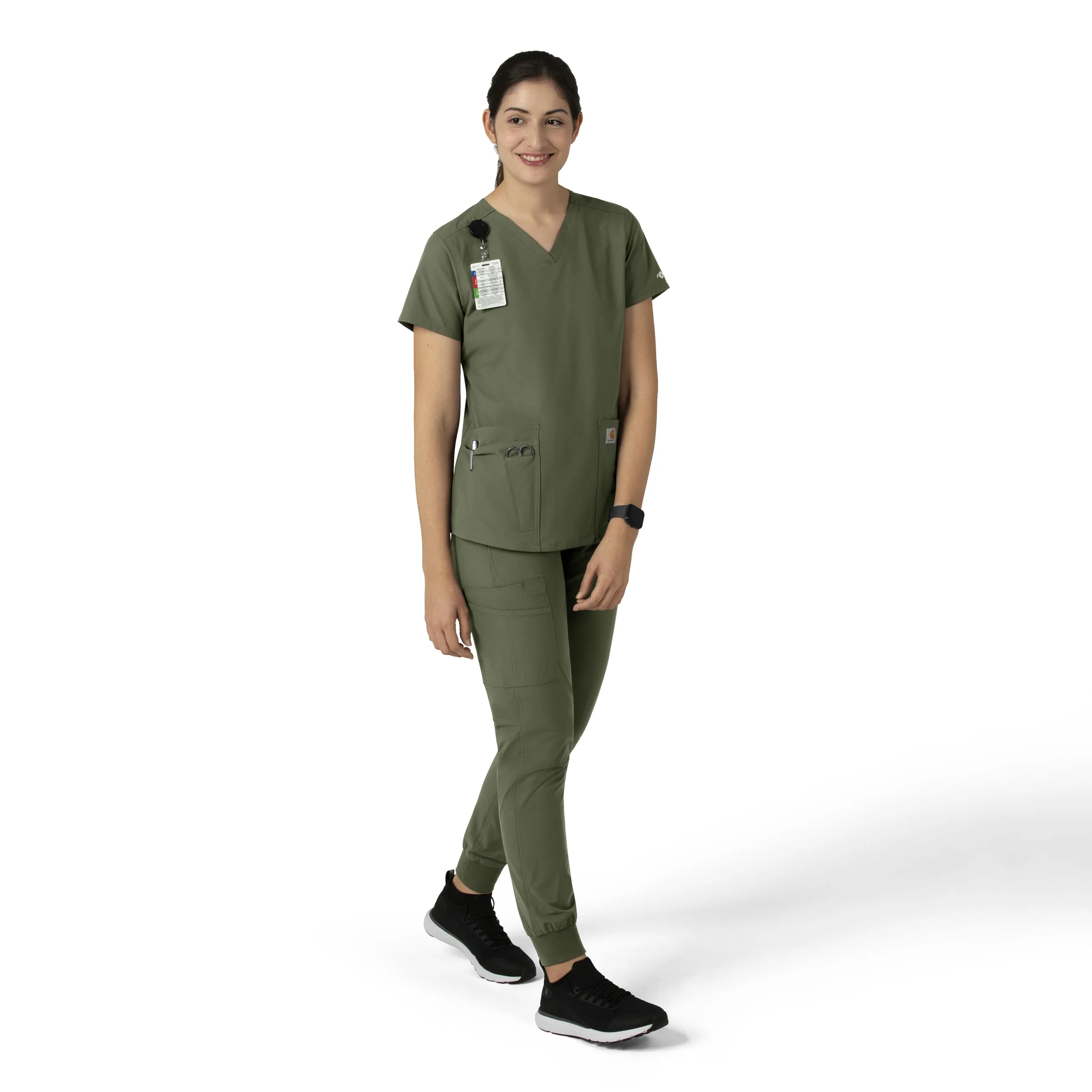 Carhartt Force Essentials Women's V-Neck Scrub Top - Olive