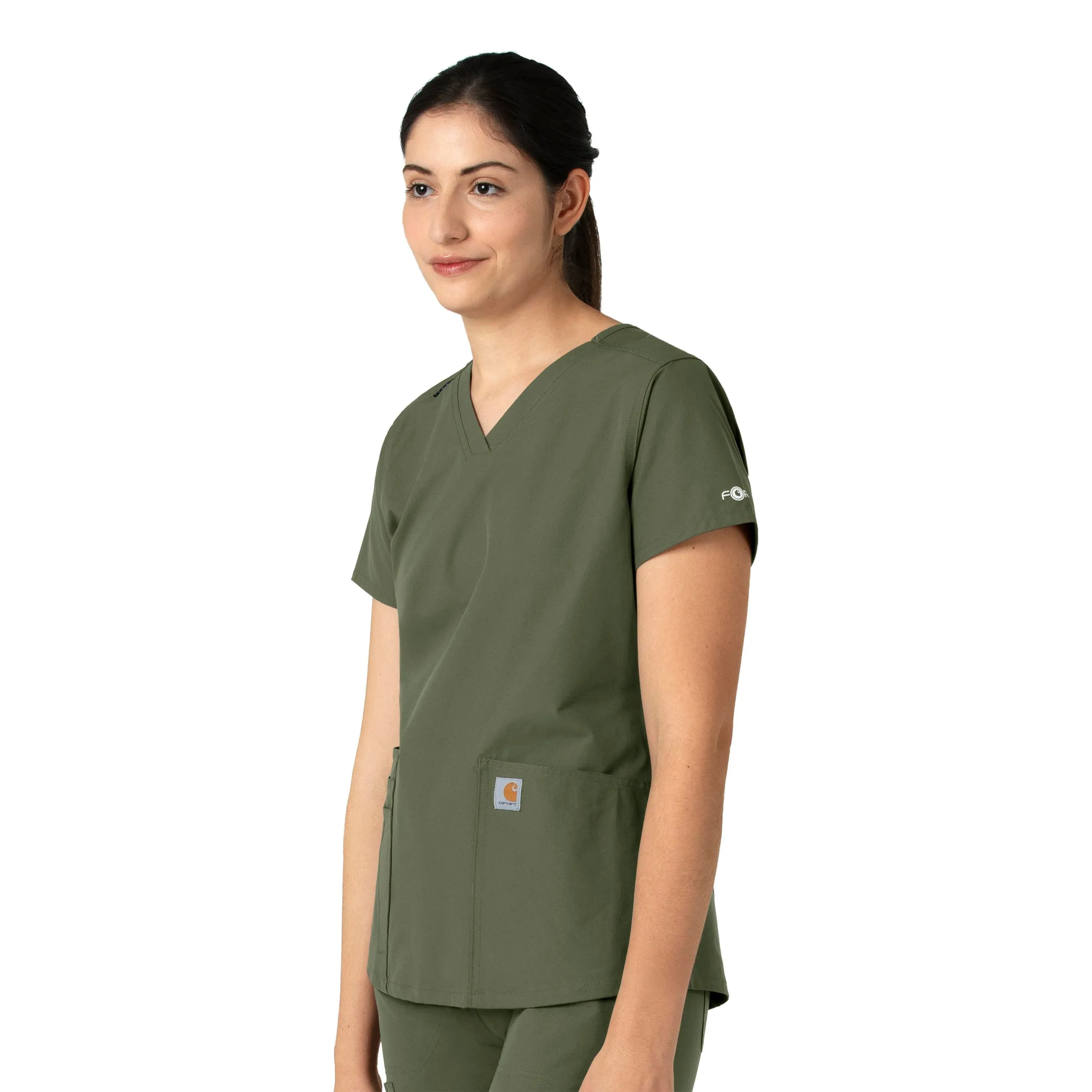 Carhartt Force Essentials Women's V-Neck Scrub Top - Olive