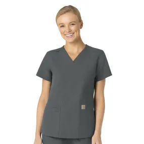 Carhartt Force Essentials Women's V-Neck Scrub Top - Pewter