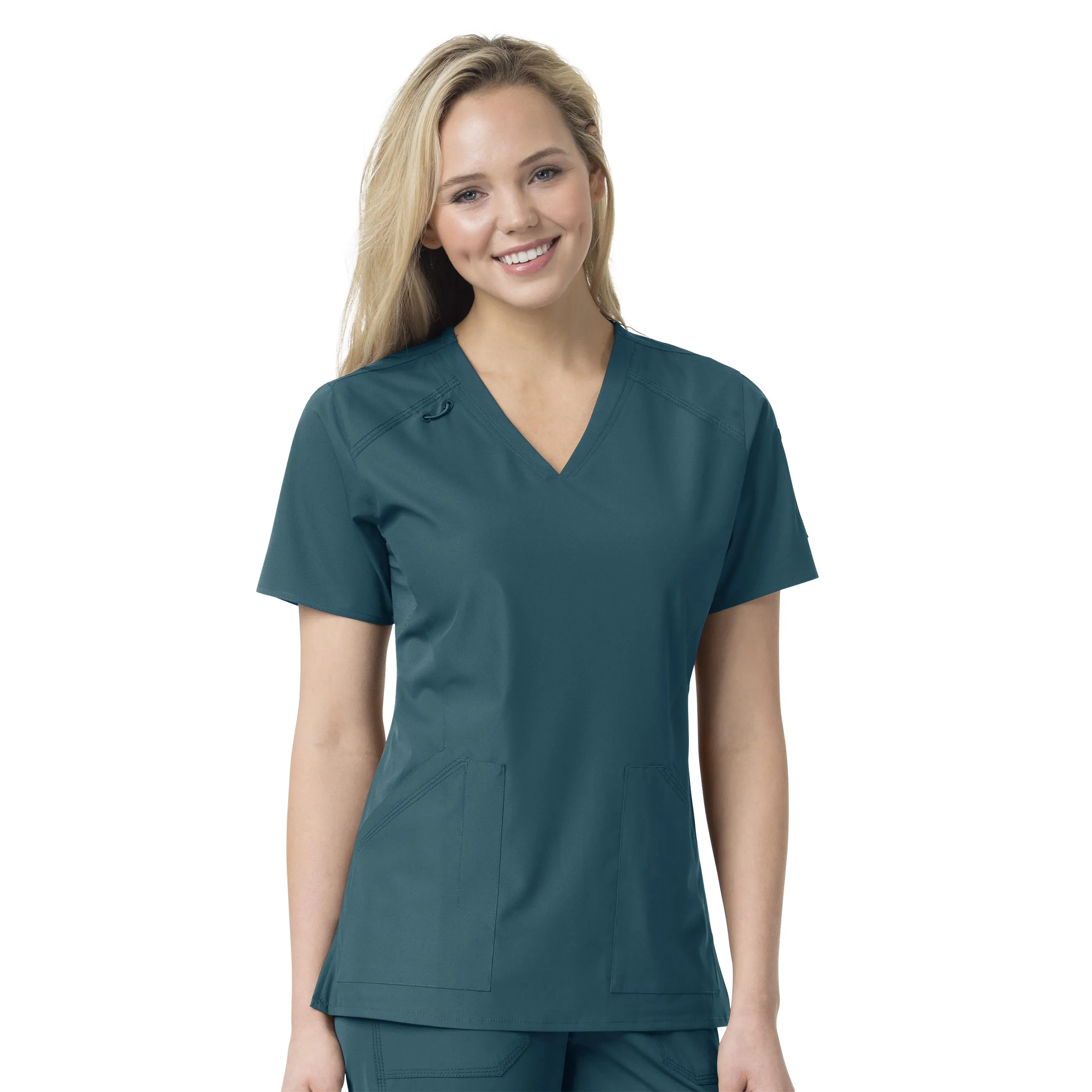 Carhartt Force Liberty Women's Multi-Pocket V-Neck Scrub Top - Caribbean Blue