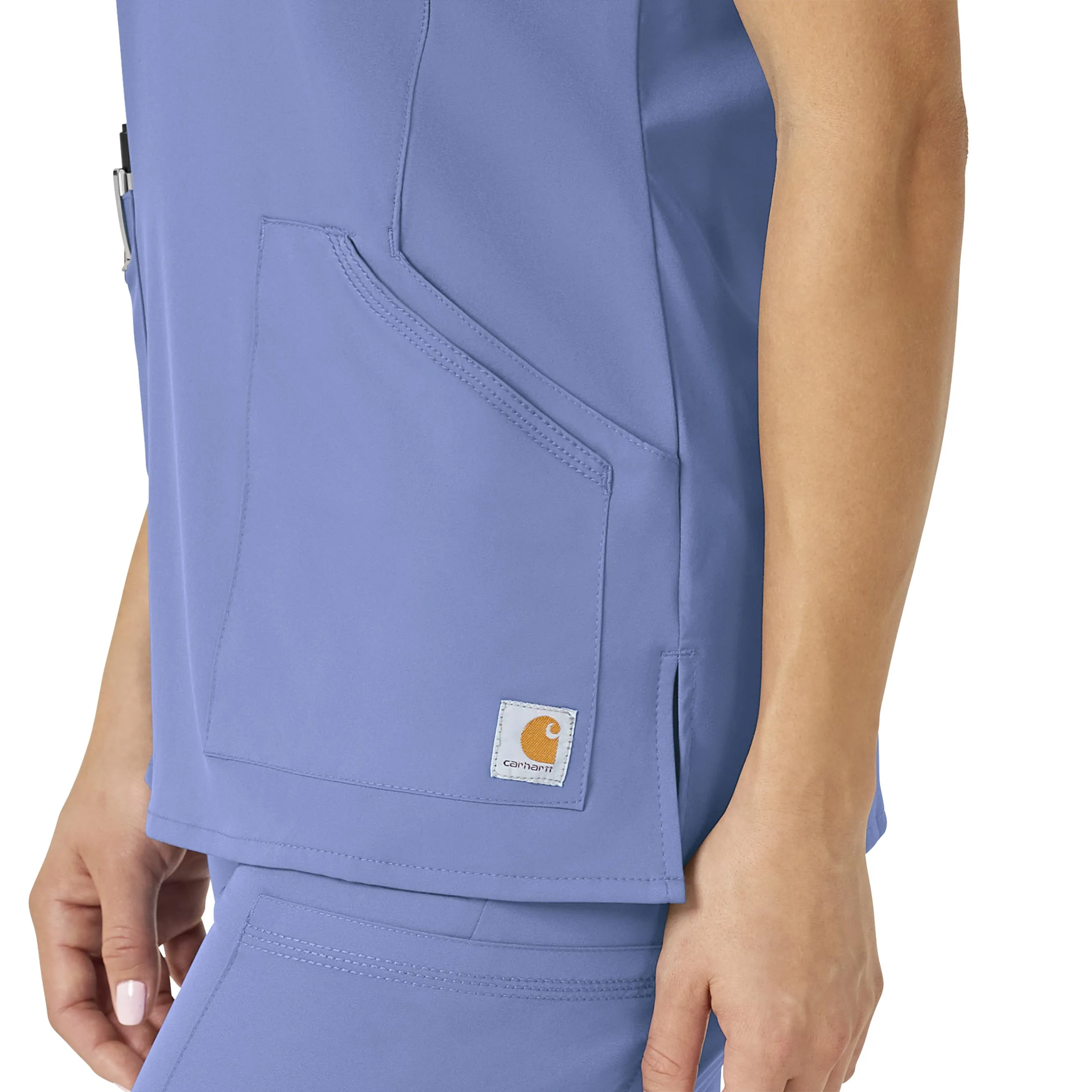 Carhartt Force Liberty Women's Multi-Pocket V-Neck Scrub Top - Ceil Blue