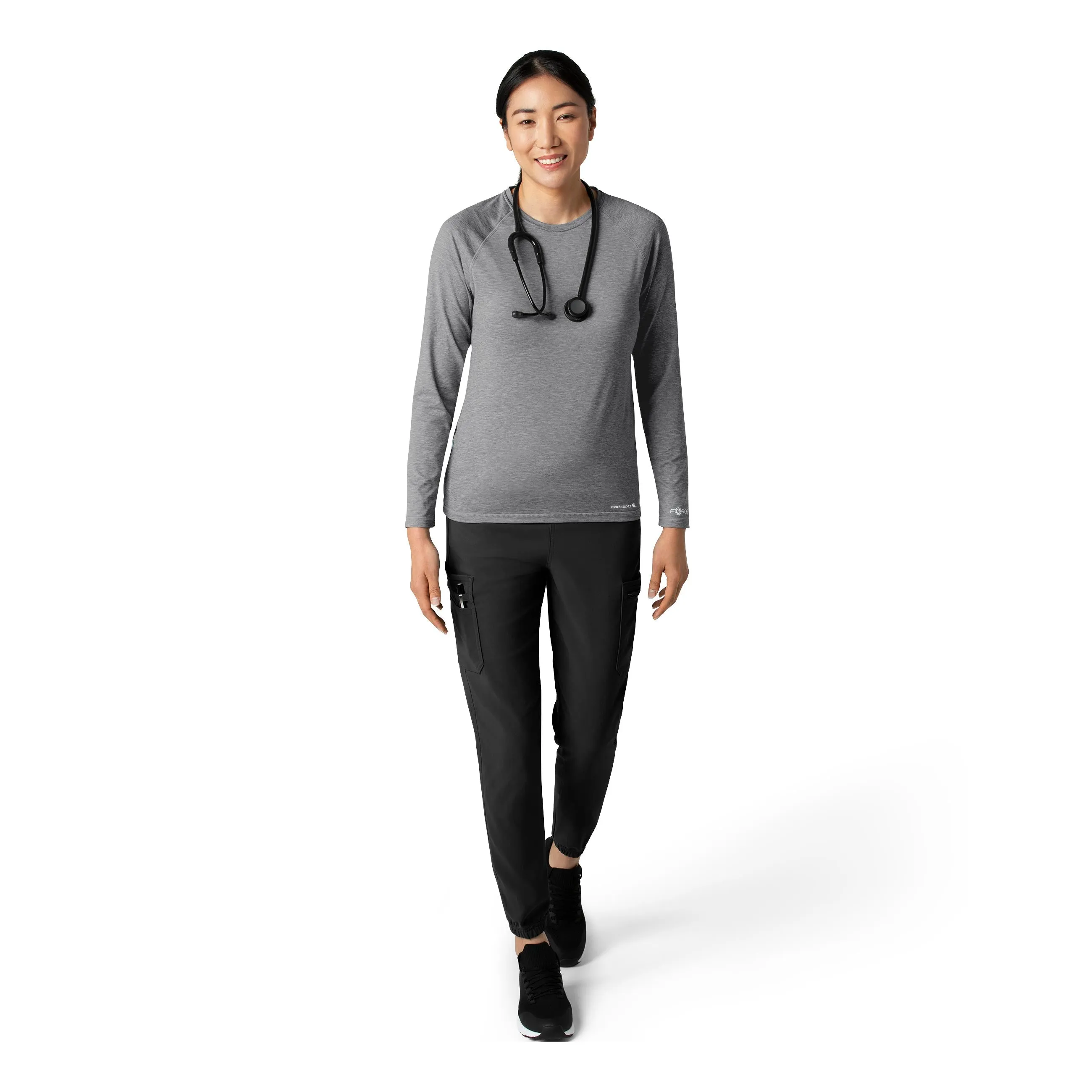 Carhartt Force Sub-Scrubs Women's Performance Long Sleeve Tee - Grey Heather