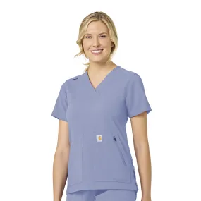 Carhartt Rugged Flex Peak Women's 4-Pocket V-Neck Scrub Top - Ceil Blue