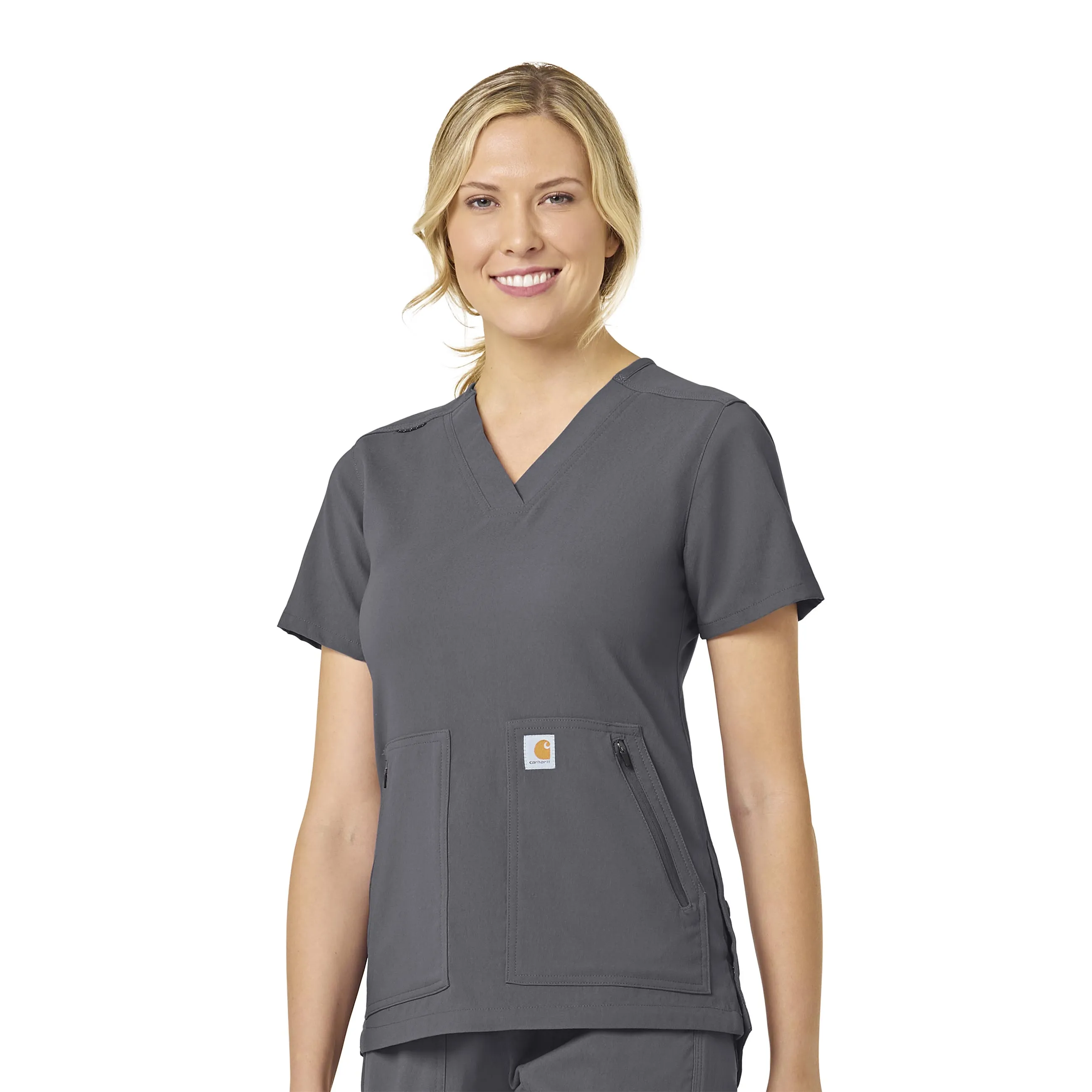 Carhartt Rugged Flex Peak Women's 4-Pocket V-Neck Scrub Top - Pewter