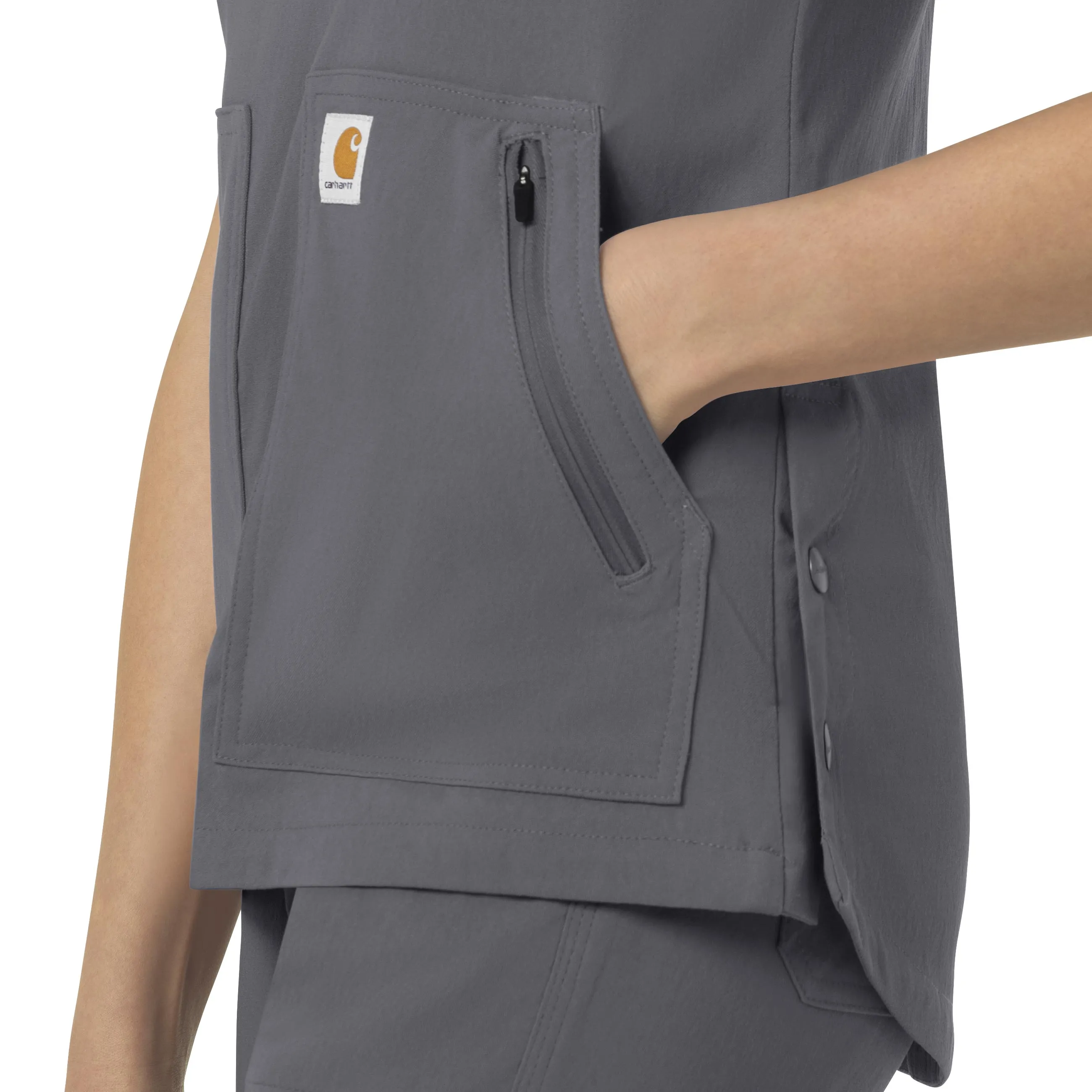 Carhartt Rugged Flex Peak Women's 4-Pocket V-Neck Scrub Top - Pewter