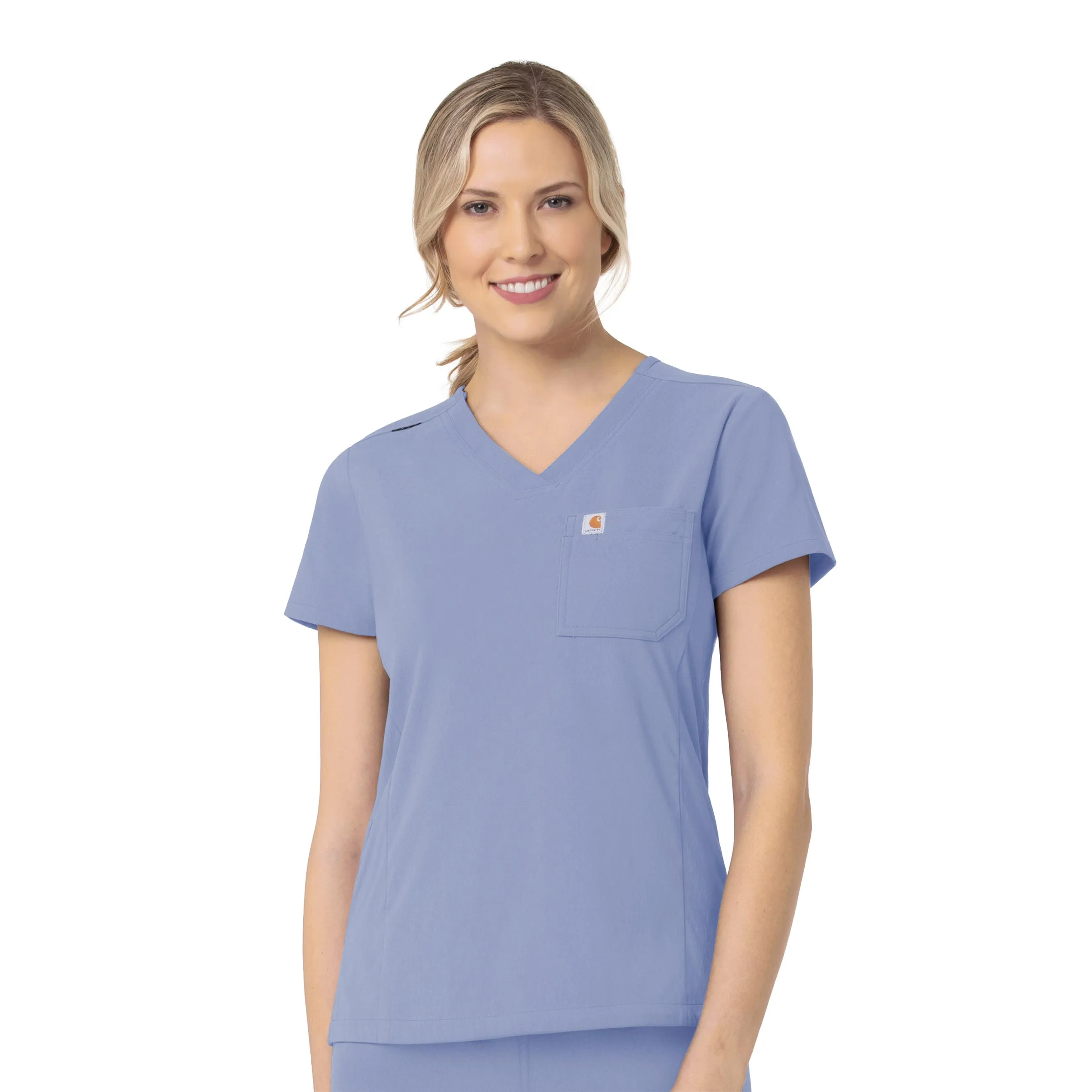 Carhartt Rugged Flex Peak Women's Tuck-In Scrub Top - Ceil Blue