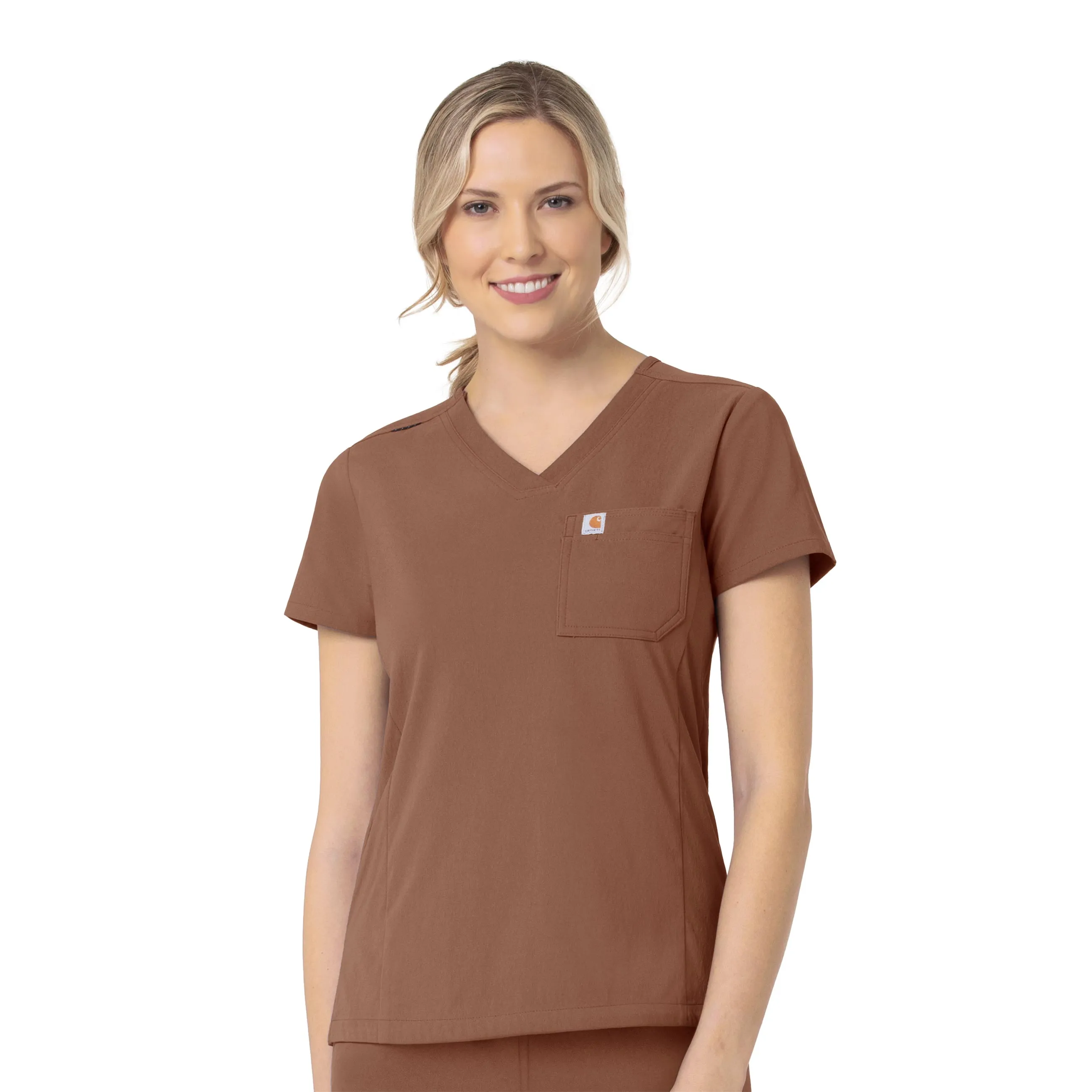 Carhartt Rugged Flex Peak Women's Tuck-In Scrub Top - Nutmeg