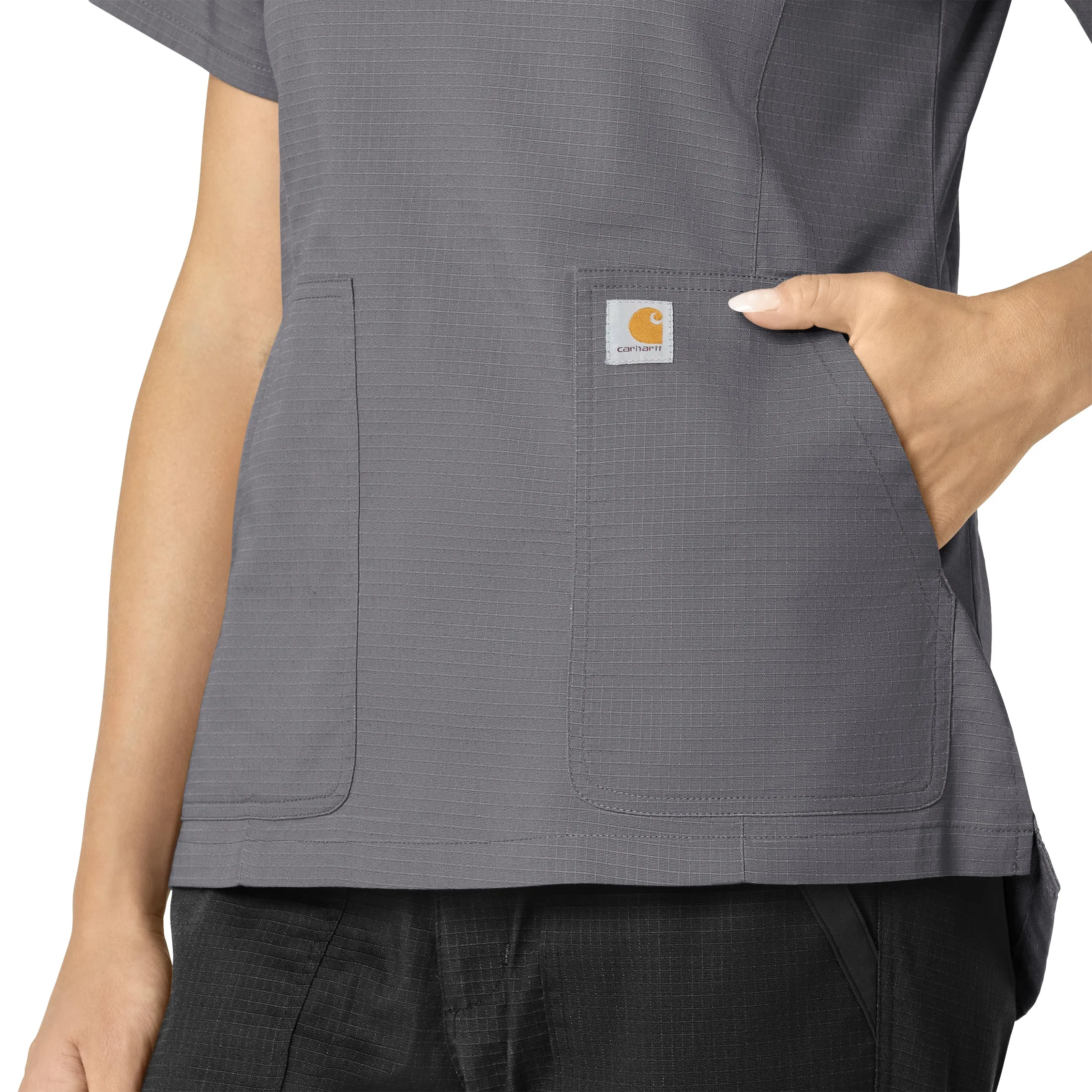 Carhartt Rugged Flex Ripstop Women's V-Neck Scrub Top - Pewter