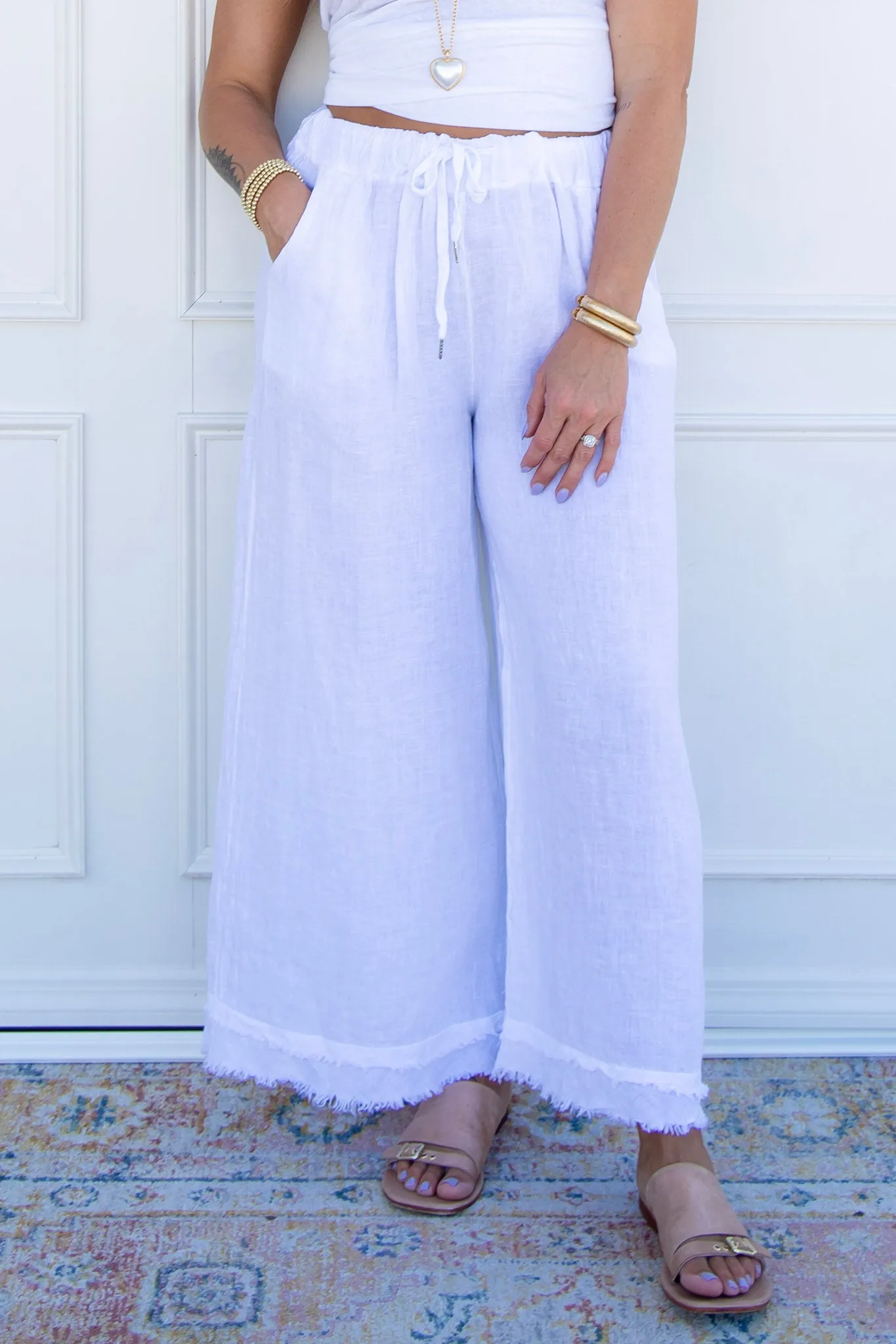 Cassandra Linen Pant - White