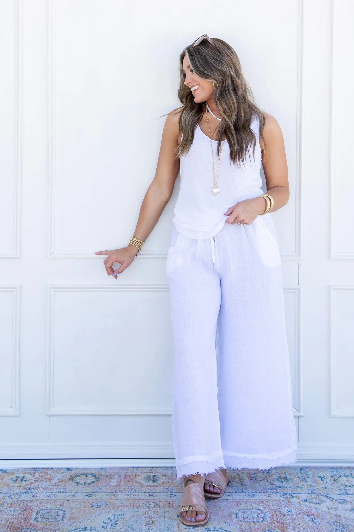 Cassandra Linen Pant - White