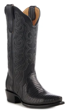 Cavender's Women's Black Lizard Triad Snip Toe Exotic Cowboy Boots