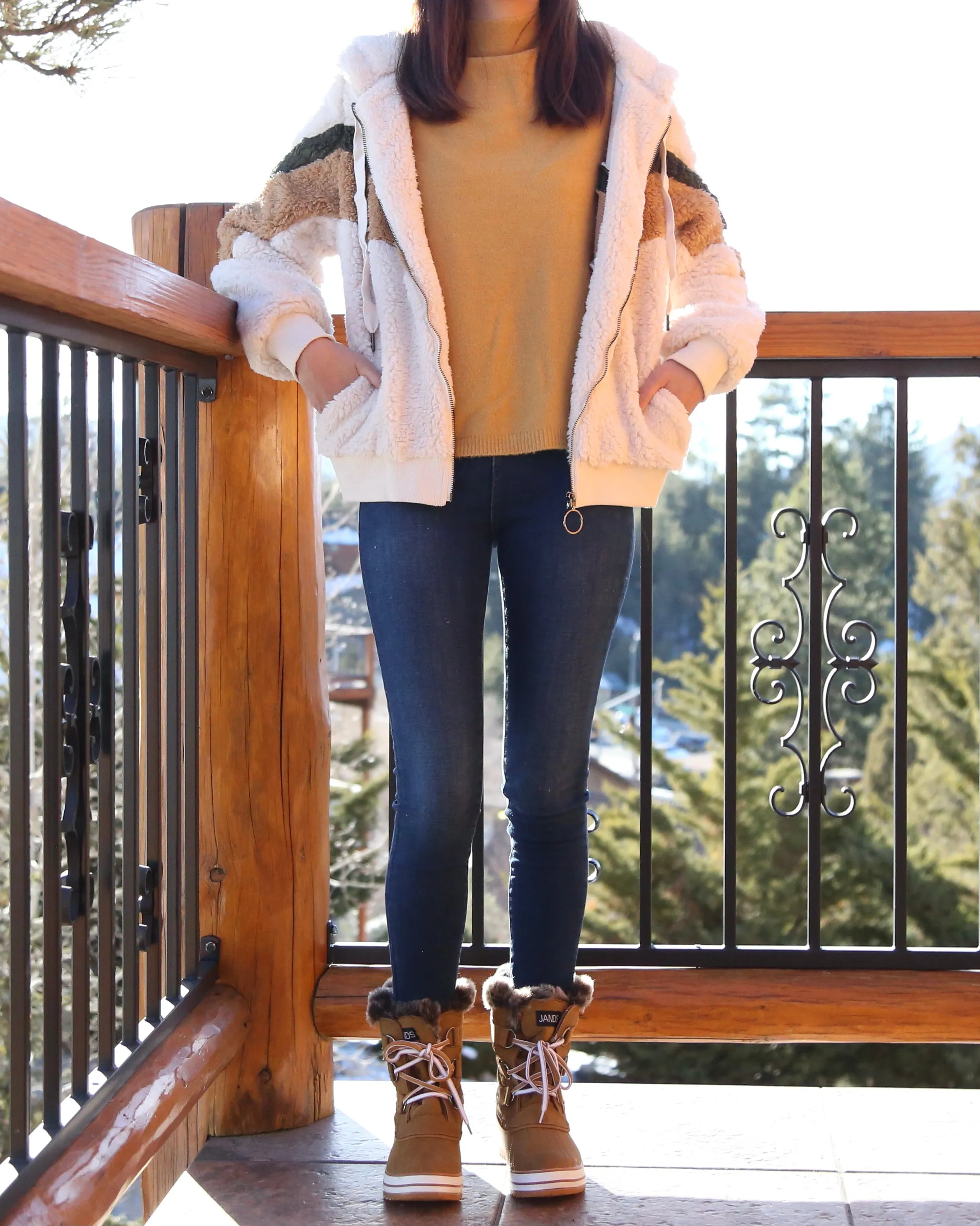 Chevron Sherpa Puffy Zip Up Jacket in More Colors