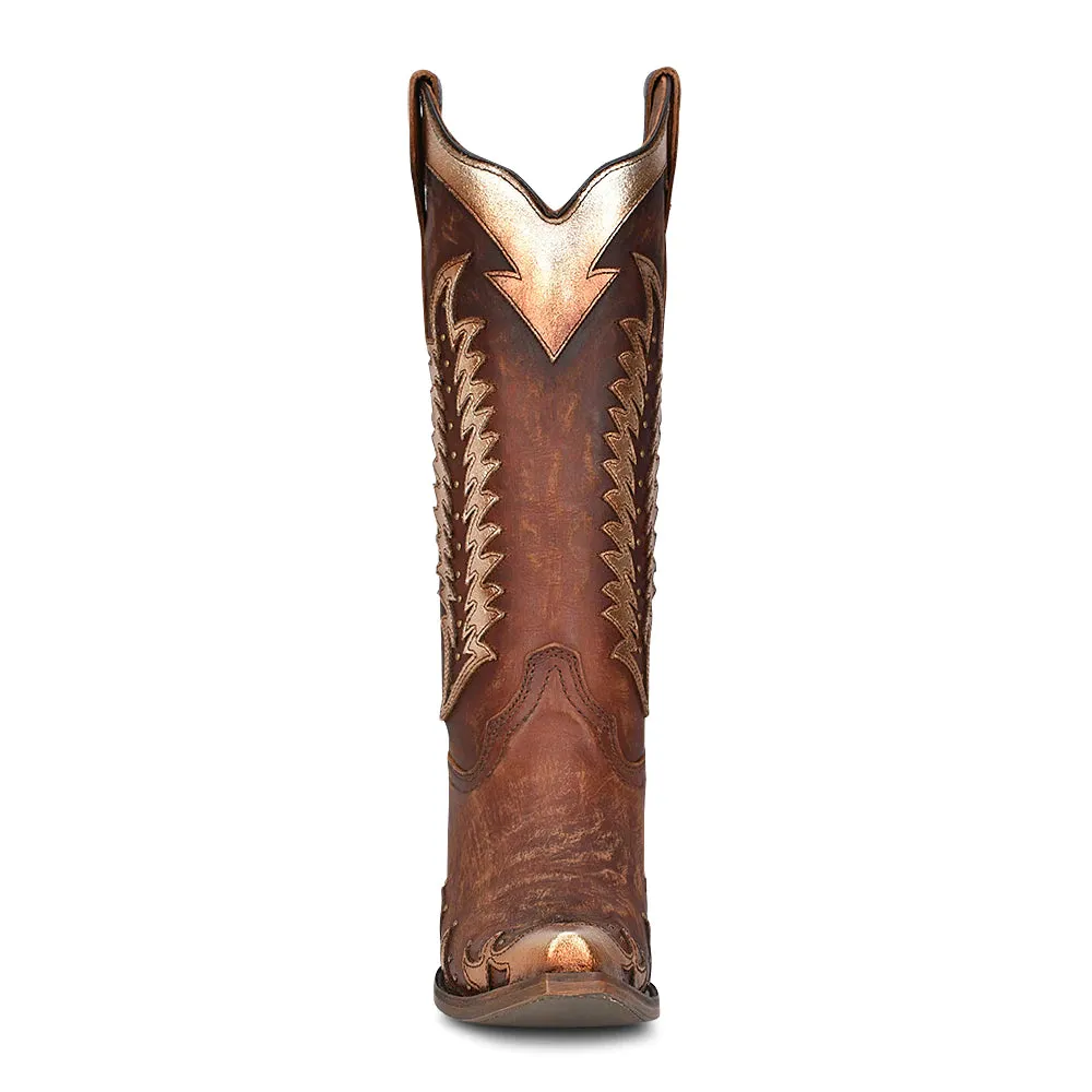 Circle G by Corral Cognac Overlay Embroidery and Stud Western Boot