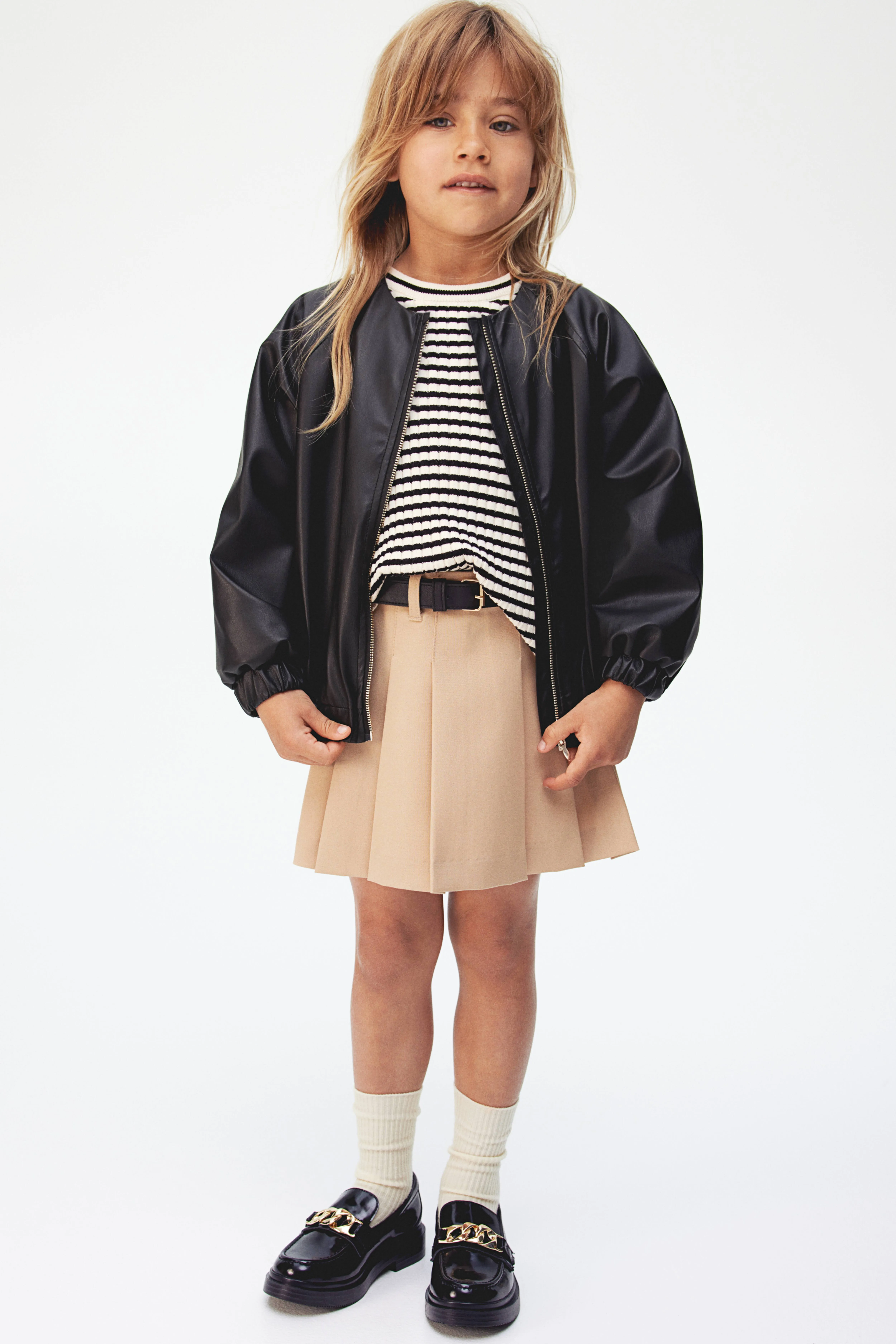 Coated jacket - Round neck - Long sleeve - Black - Kids | H&M GB