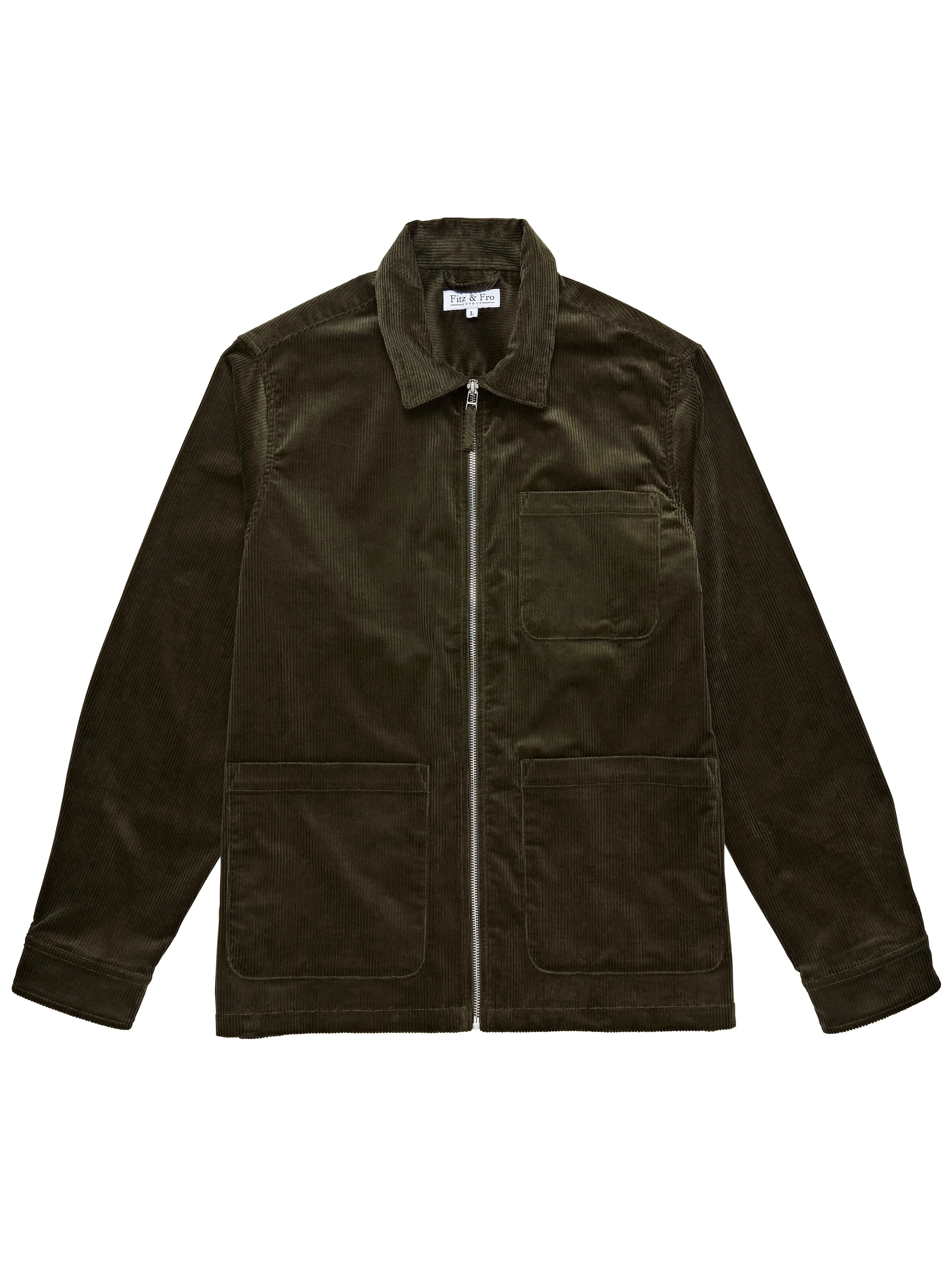 Cord Zip-Up Jacket - Dark Olive