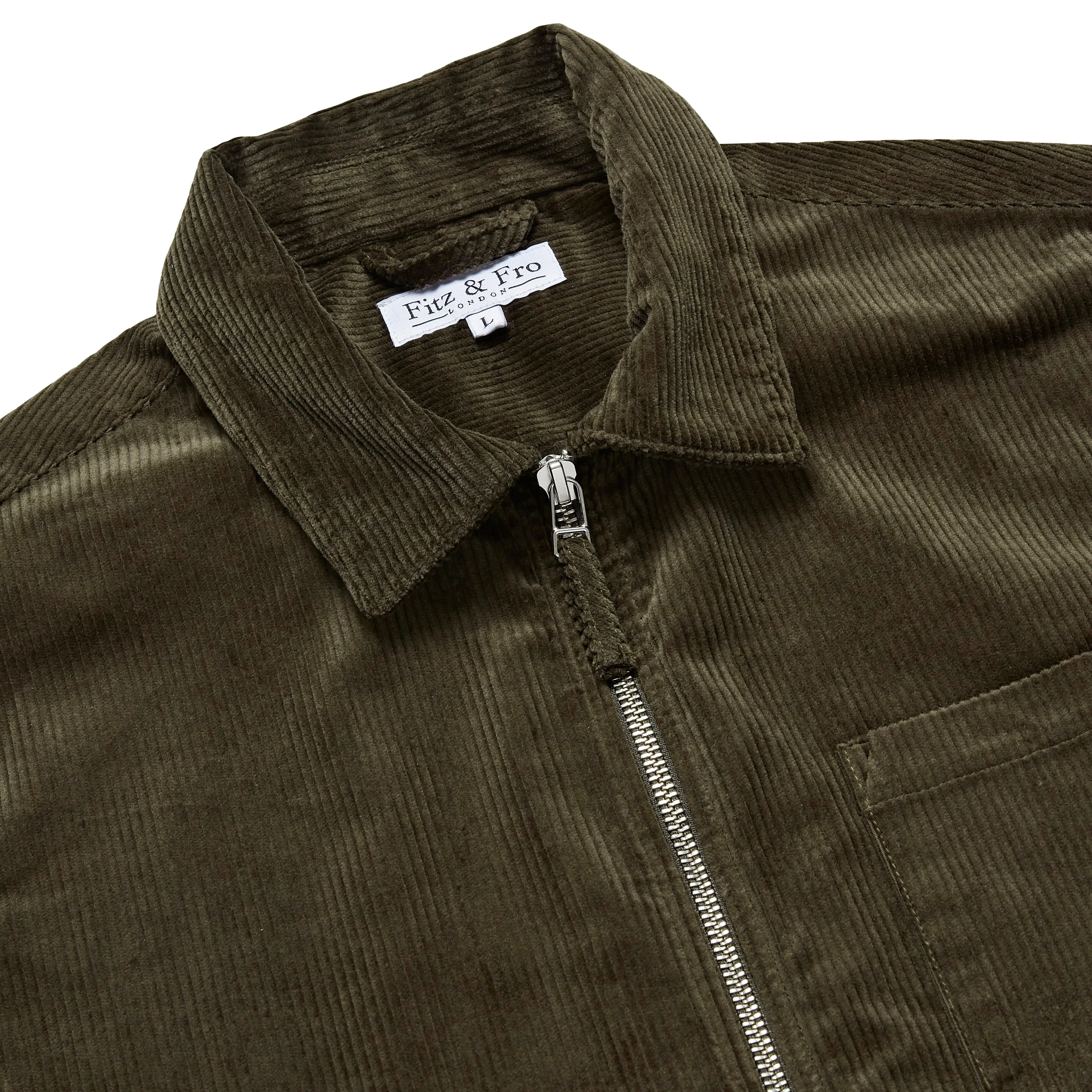 Cord Zip-Up Jacket - Dark Olive