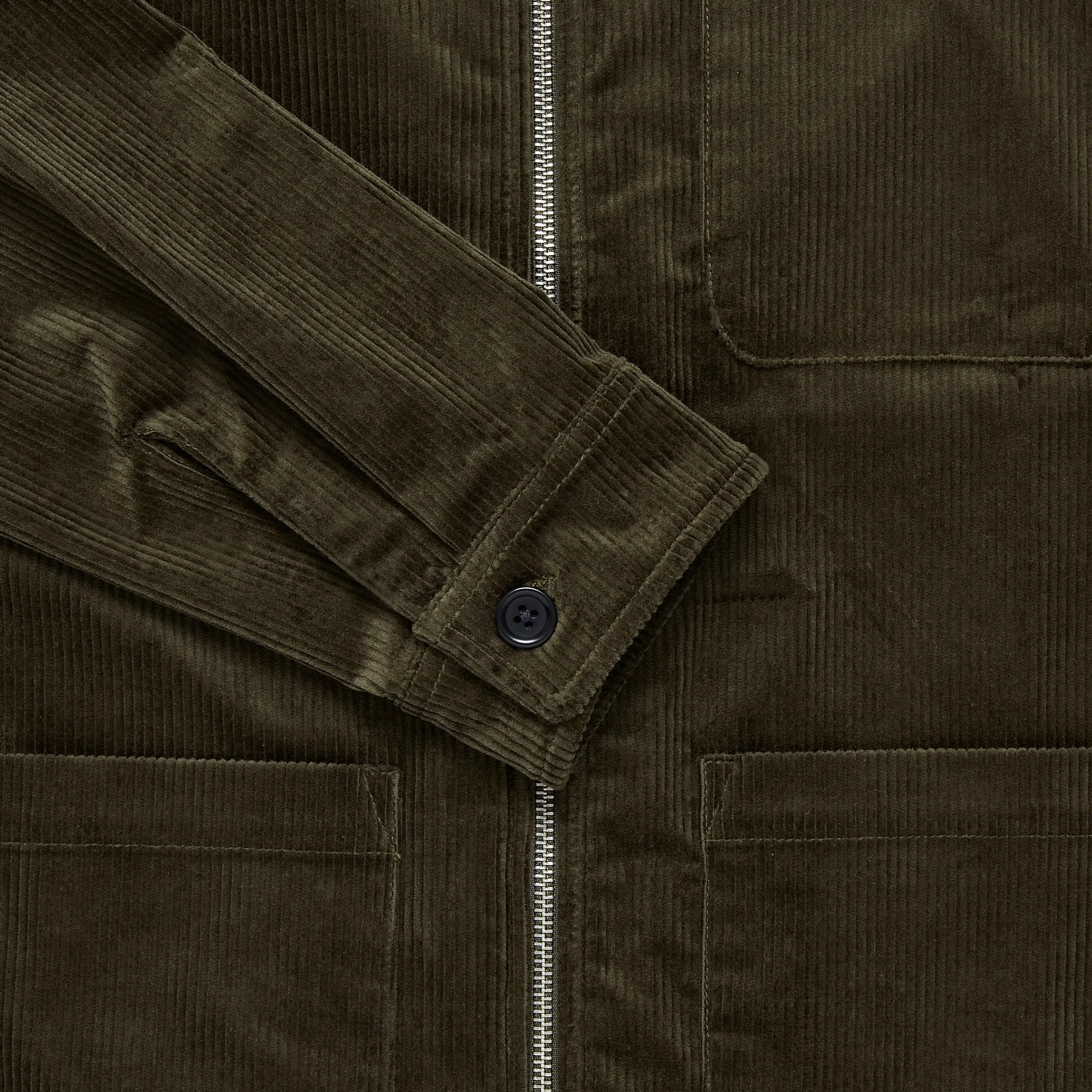 Cord Zip-Up Jacket - Dark Olive