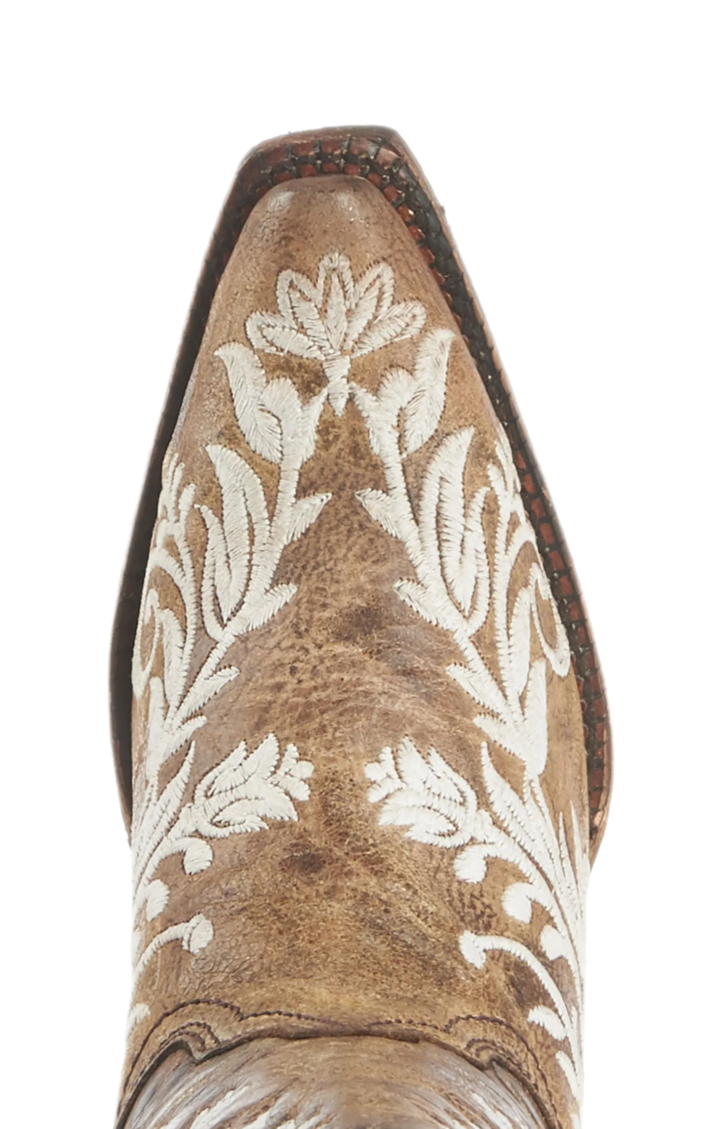 Corral Women's Brown and White Glow in the Dark Embroidery Snip Toe Cowboy Boots